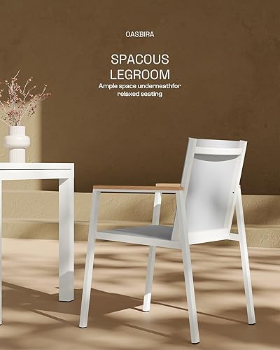 Miniatura 4 de Juego de mesa de comedor extensible para patio al aire libre para 6-8 personas, mesa de aluminio al aire libre y 6 sillas con tela de textileno y