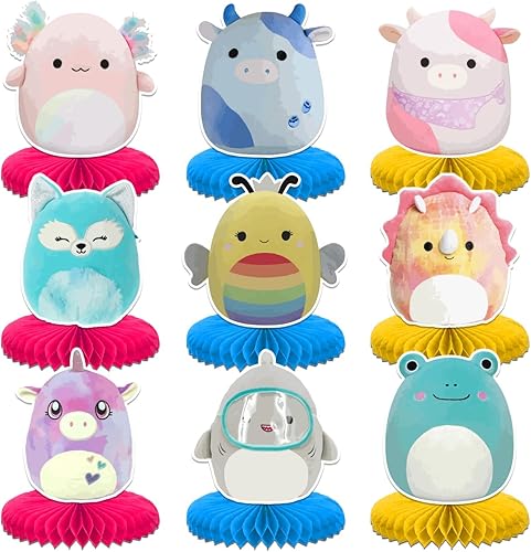 9 piezas de juguetes lindos suministros para fiesta de cumpleaños, juguetes temáticos de panal de abeja, decoración 3D de doble cara para tartas,