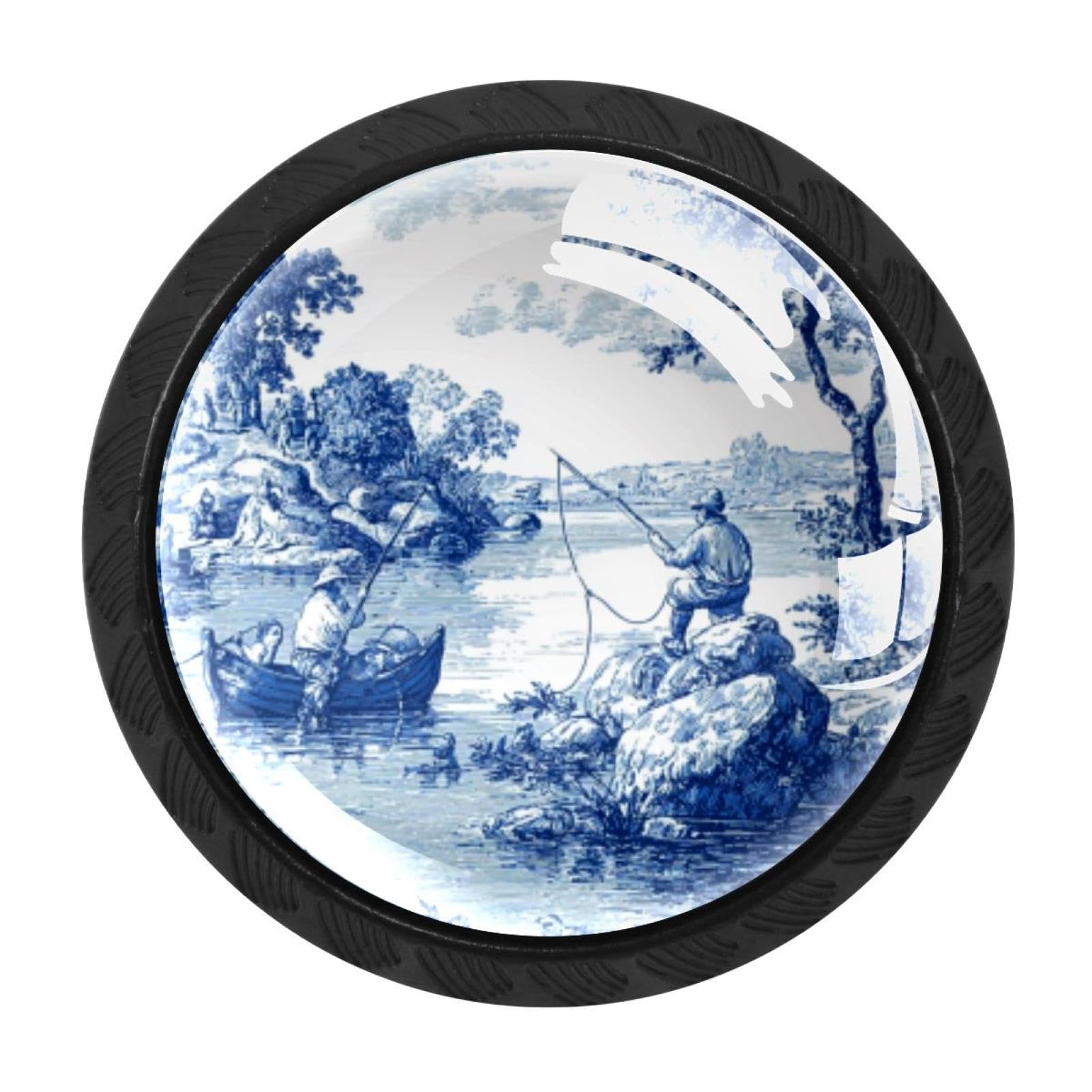 Poignées de porte en verre motif pêche pour commode de chambre et meuble de bureau