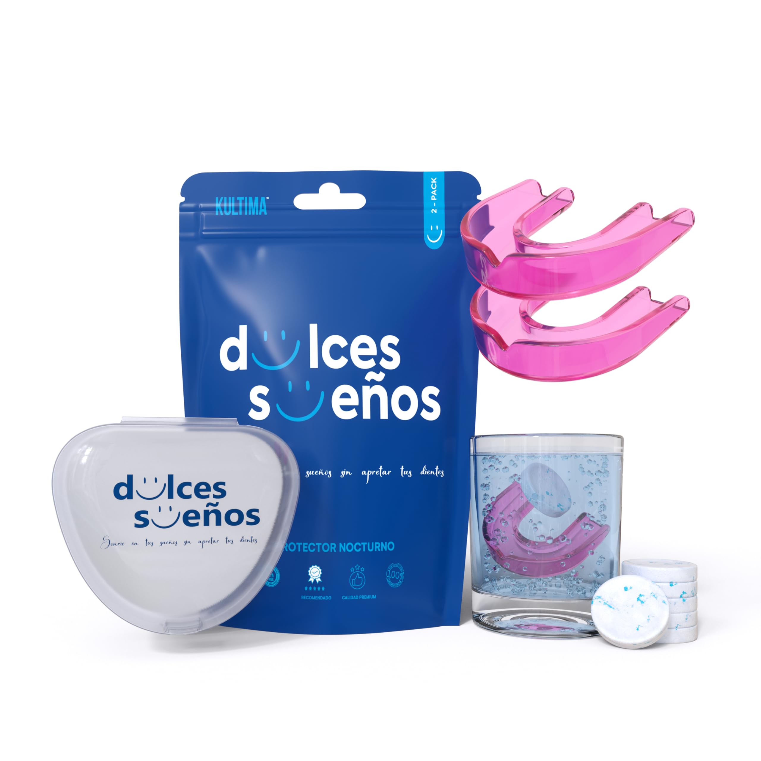 KULTIMA Férula Descarga Bruxismo Nocturna 2 Bucales Dentales Moldeables No BPA (ROSA, L)