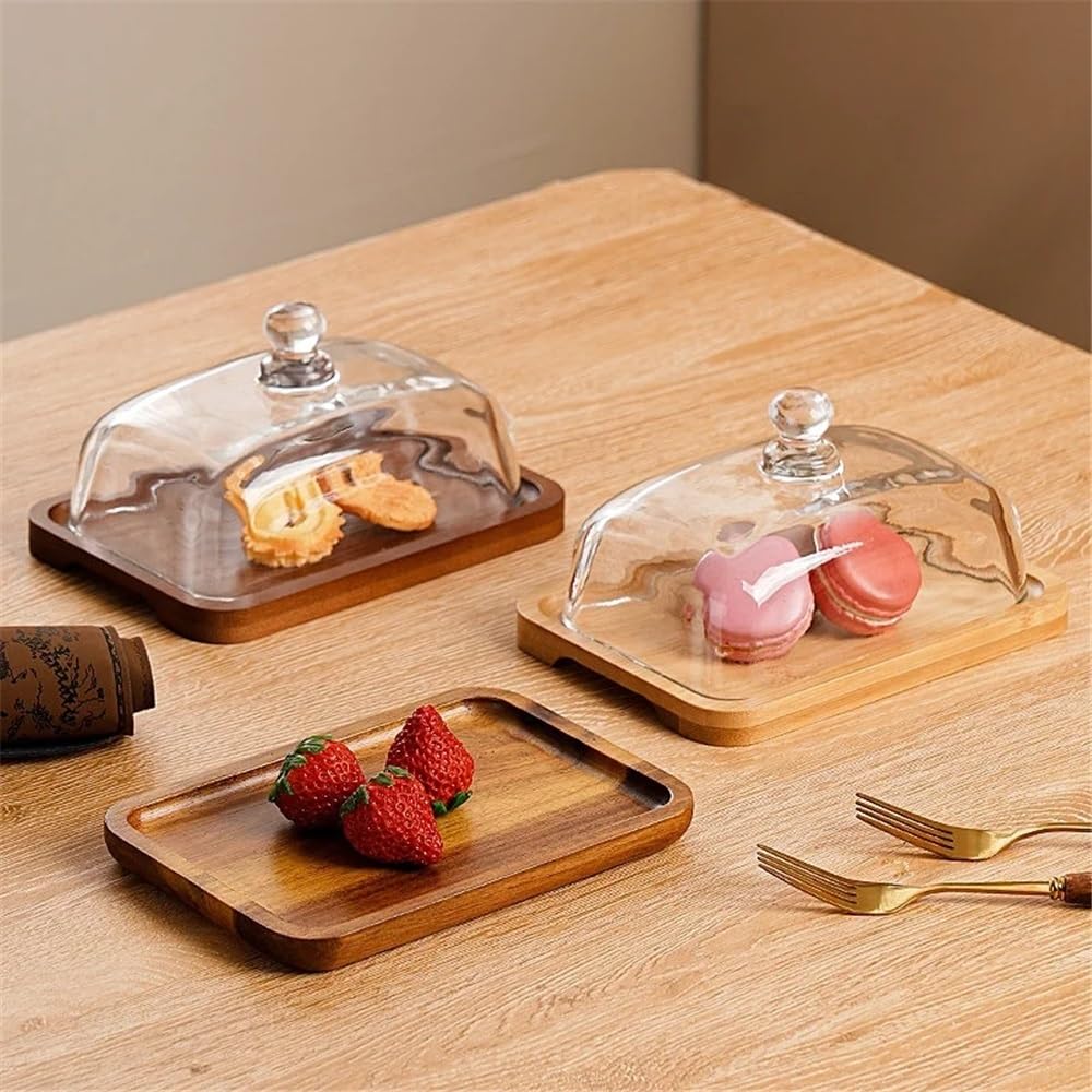 Beurrier Beurrier en Bois et Verre for gâteaux, Fruits, etc. Idéal for présenter des Desserts dans Les hôtels. Boîte à Beurre