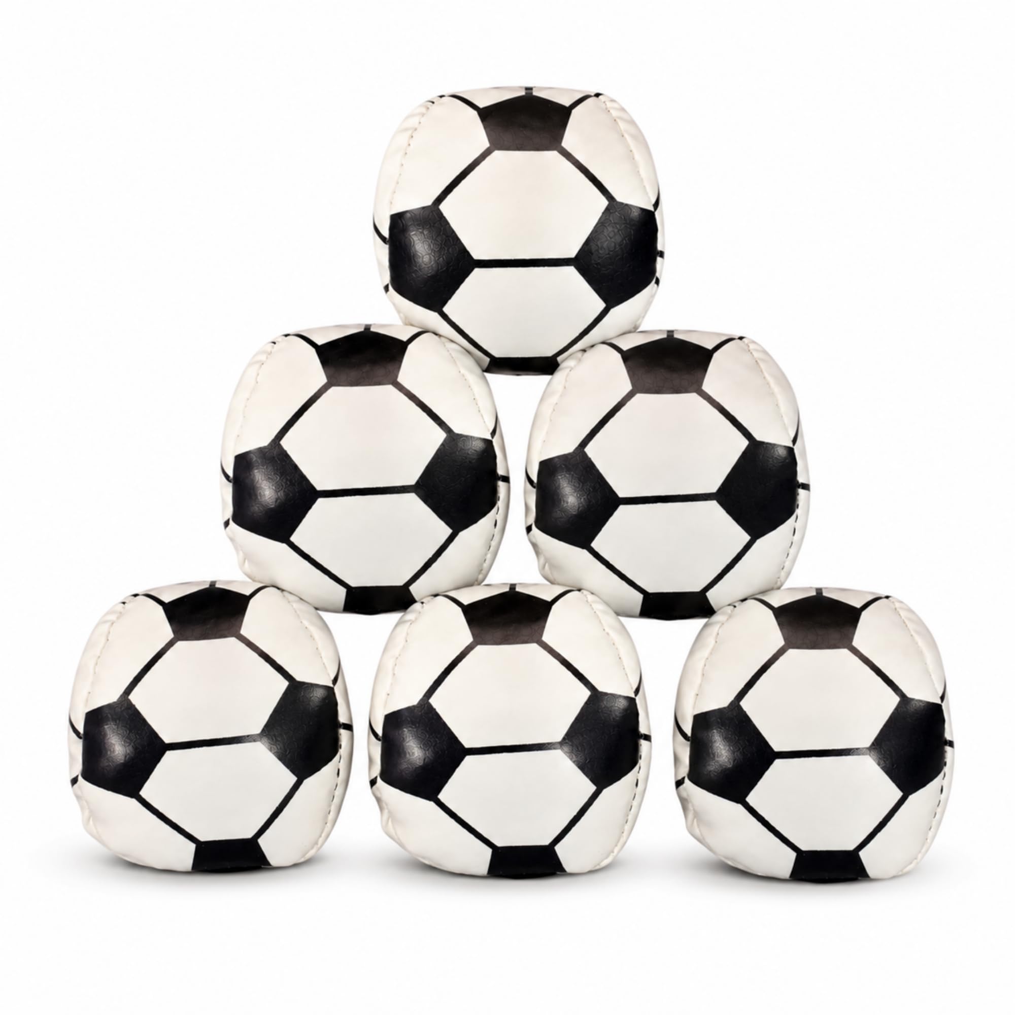 Photo 1 of ***PARTIAL SET 5PCS*** 6 PCS Retro Soccer Style Footbag Set, Small Weighted Kicking Footbags for Classic Outdoor Play, Soft PU Leather Footbag Balls for Friends, Beginners, Teens & Adults, Group Games & Party Favors