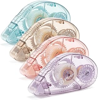 4 Pack Double Sided Tape Roller, Scrapbook Supplies, Glue Tape Roller for Crafts, Double-Sided Adhesive Tape Runner for Scrapbooking, School Office Journaling Supplies (0.31 in X 26.25 ft)