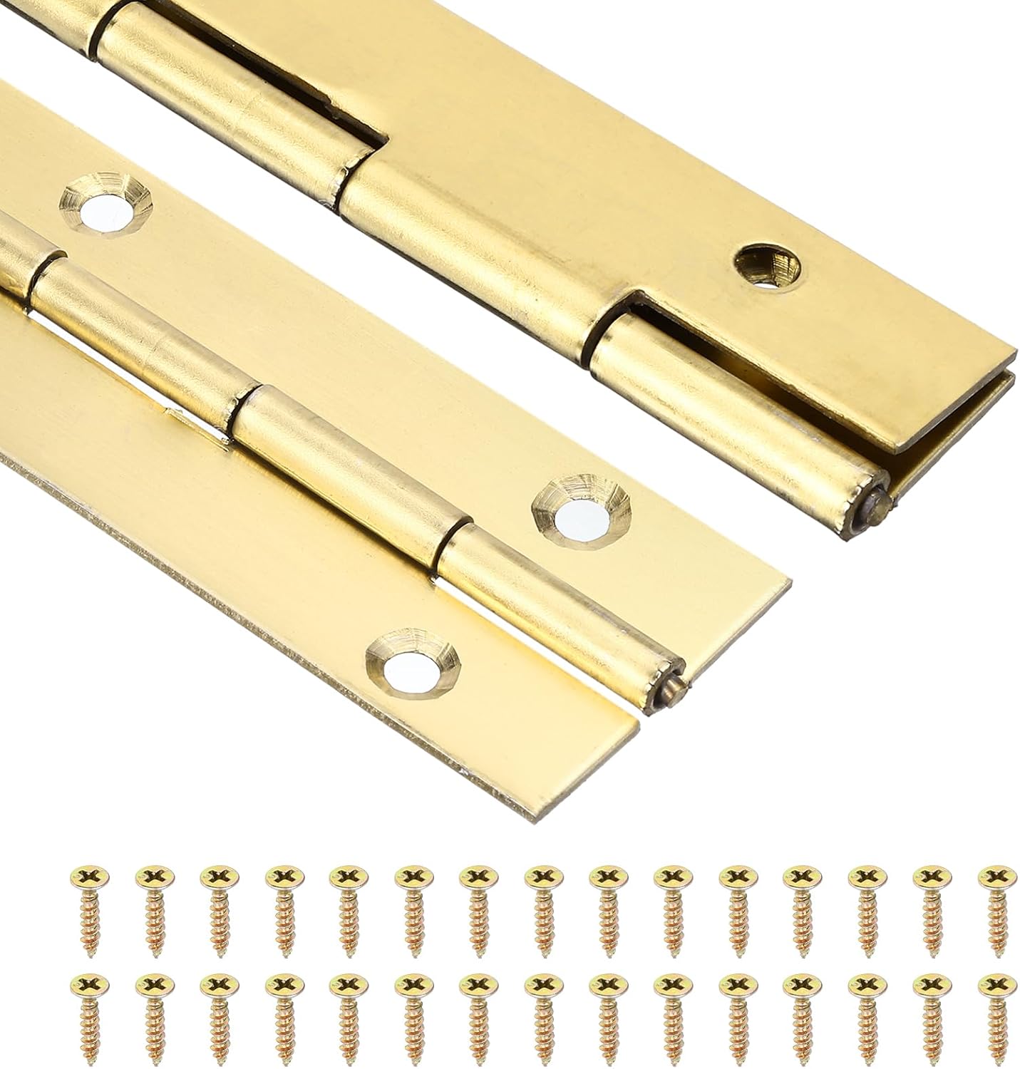 uxcell Piano Hinge, 36" Stainless Steel Continuous & Piano Hinges 1.5" Open Width 0.06'' Thick Heavy Duty Piano Hinges with Screws for Piano, Cabinets, Doors, Gold