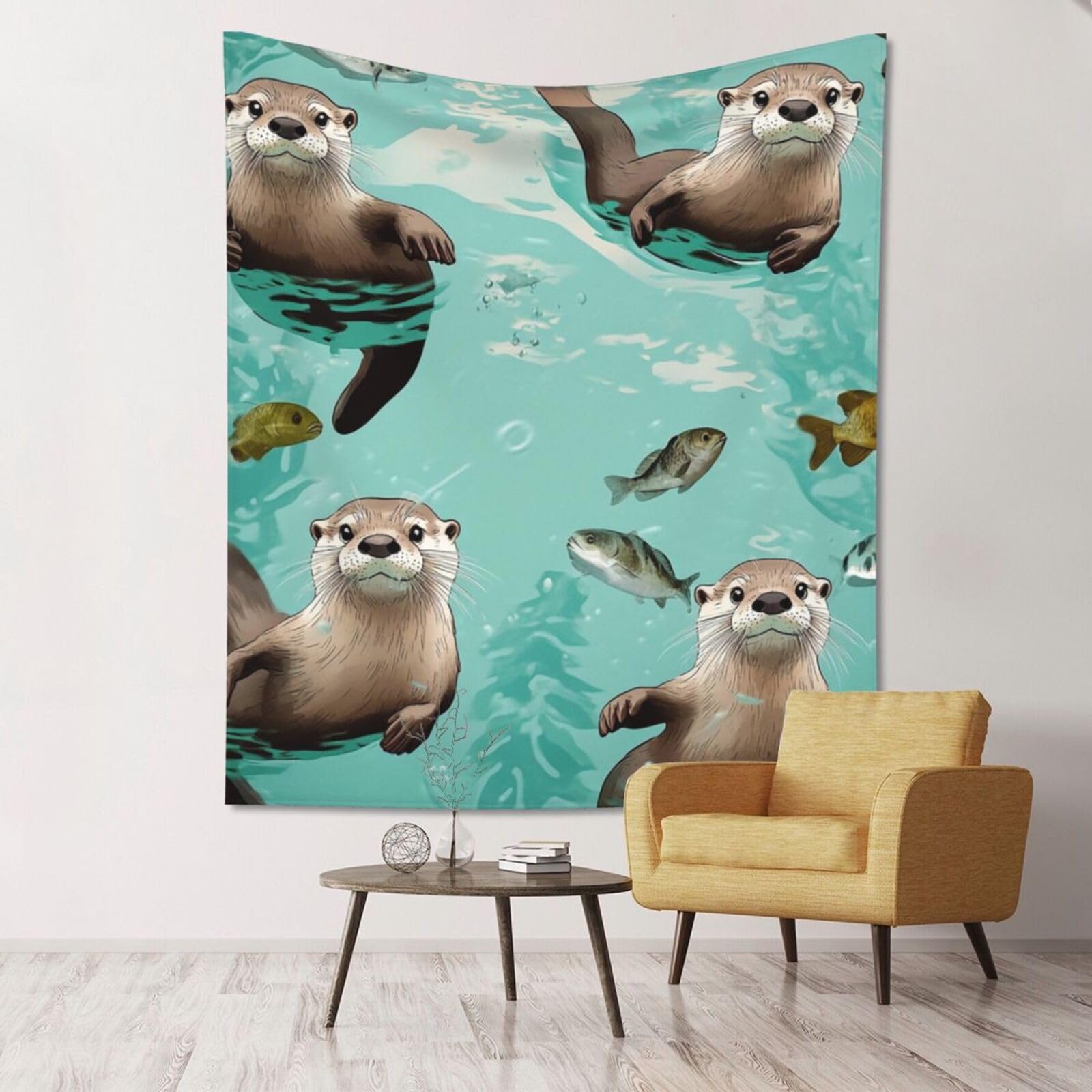 XOPEKVLAWM Tapestry Wall Hanging for Bedroom Aesthetic Wall Mural Tapestries 152x130 cm Art Backdrop Otters Tapestries Landscape Poster Tapestry for Living Room Dorm Office Home Decor