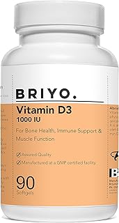 Briyo Vitamin D3 1000 IU - For Bone Health, Muscle Function And Immune Support