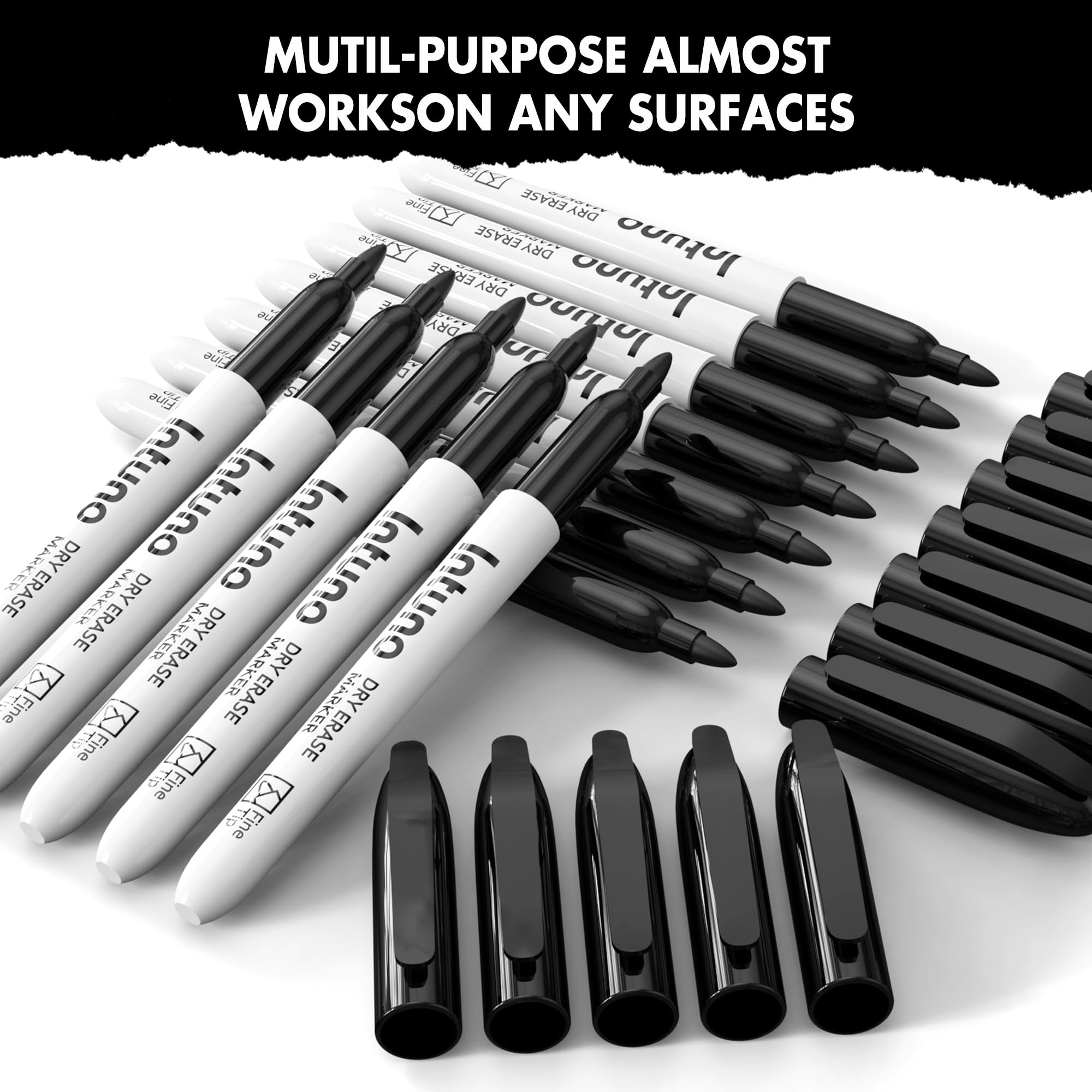 Dry Erase Markers 108 Count Black Fine tip Low-Odor Perfect for Office Teaching Meeting Presentation Classroom Home — view 6