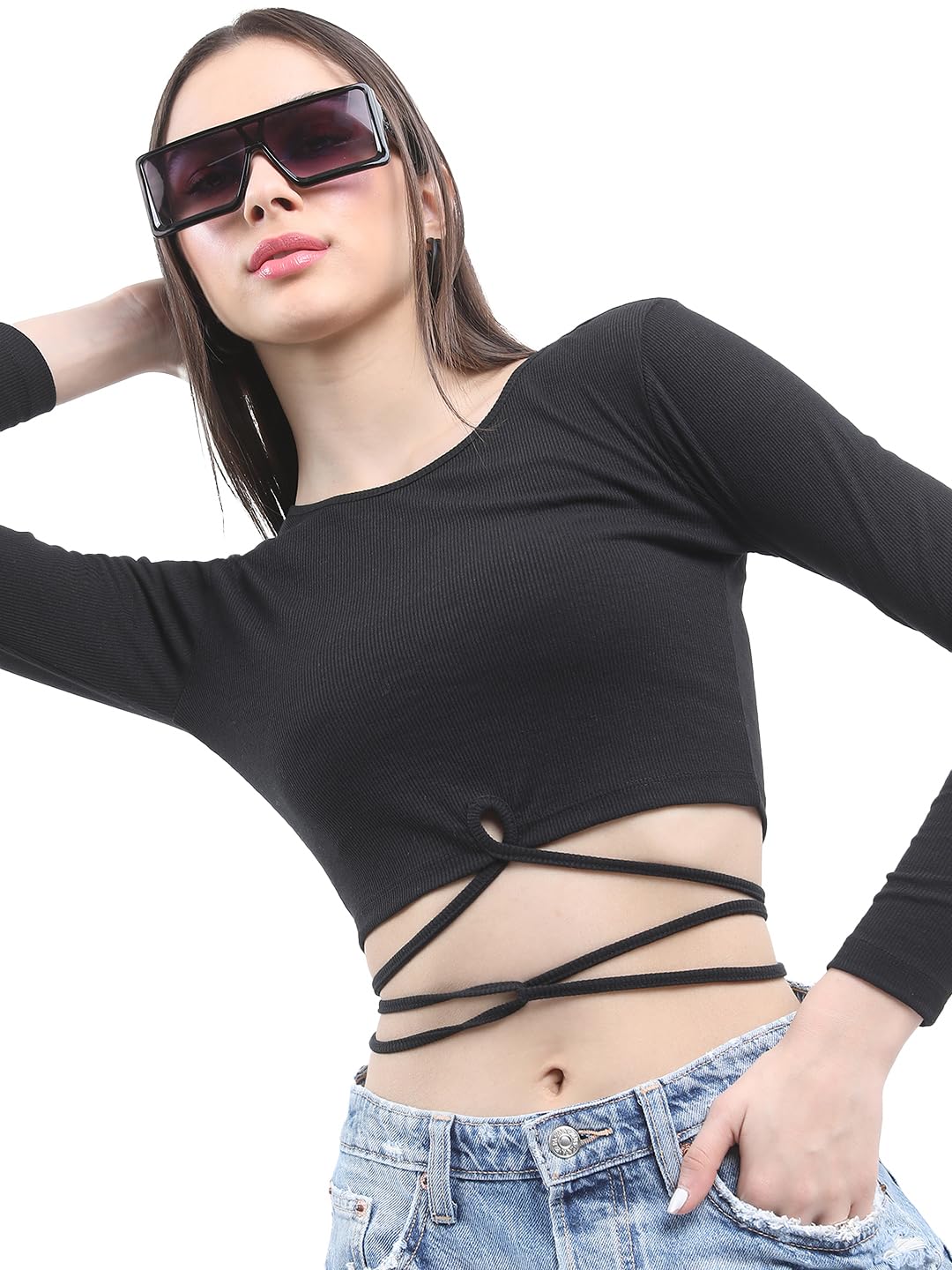 tokyo talkies Women's Long Sleeves Round Neck Solid Tops| Stylish Casual wear-picture-19