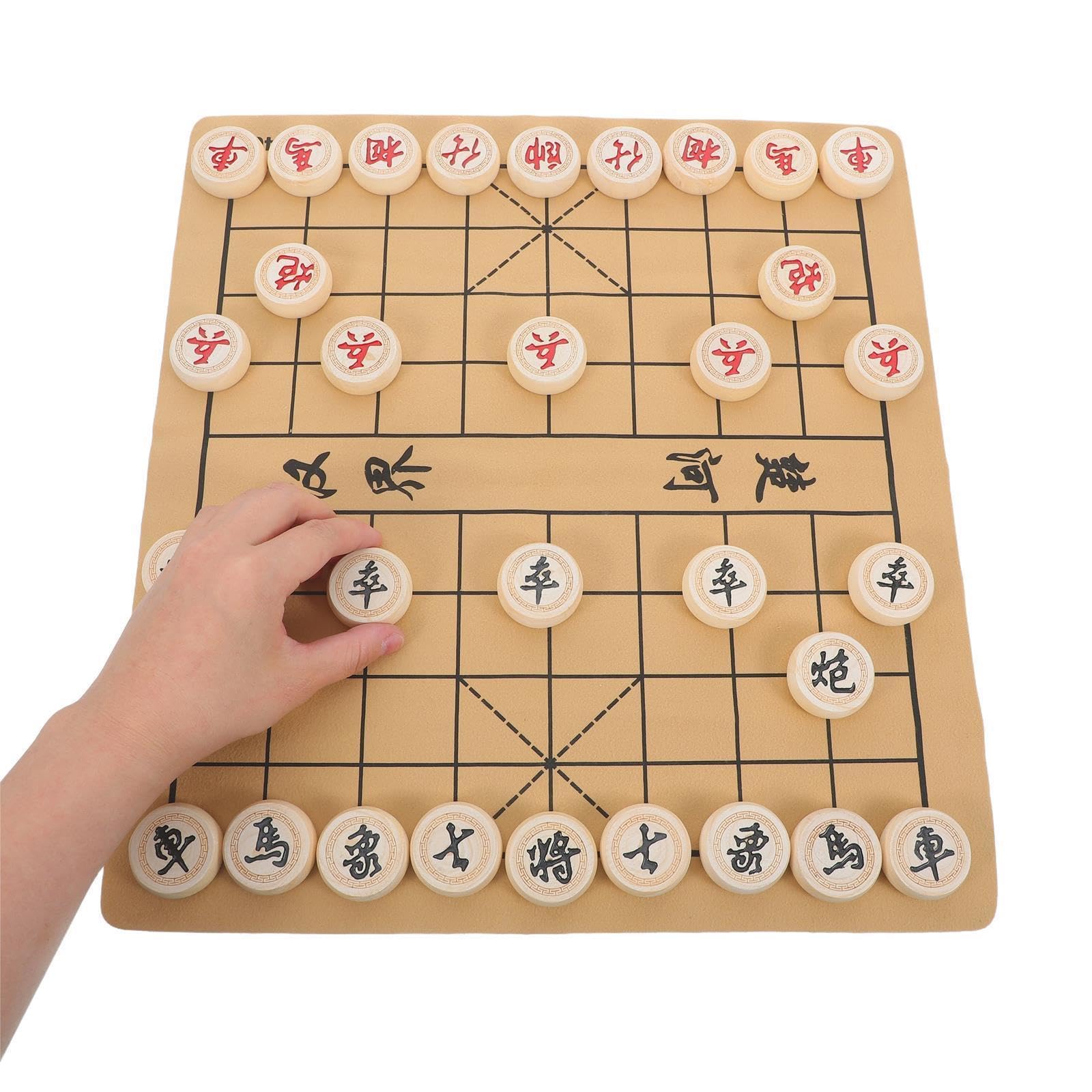 Toddmomy Juego de Ajedrez de Madera Maciza con Tablero PU y Caja de Madera de Palo de Rosa, Portátil y Decorativo para Estudio y Viaje
