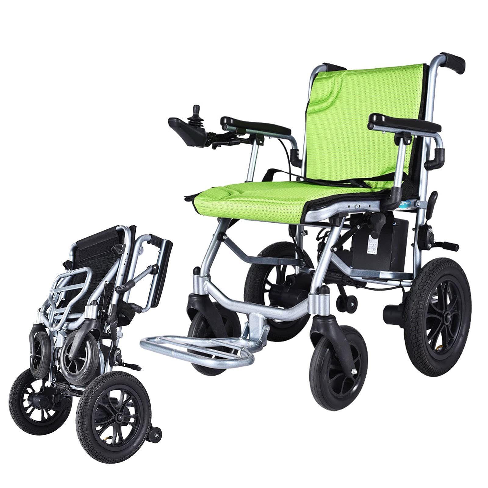 YGSYSC Sedia A Rotelle Elettrica Pieghevole per Adulti, Sedia A Rotelle Elettrica Leggera E Resistente con Motori Potenti, Sedia A Rotelle Motorizzata Sicura E Confortevole, (Verde)