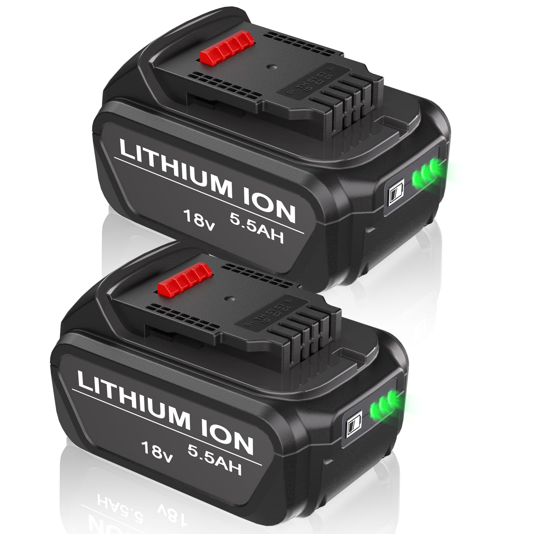 JYJZPB 2 Pack 5500mAh DCB184 Lithium-Ion Battery for Dewalt 18V XR DCB180 DCB181 DCB182 DCB200 DCB201 DCB204 DCB204-2 Cordless Tools