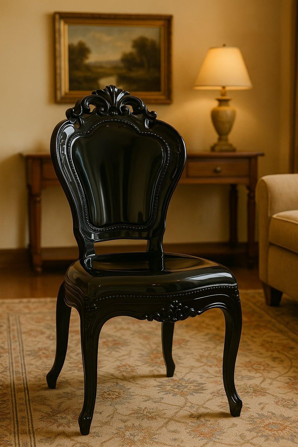 Biscottini Sedie in Policarbonato Nera - Sedia Cucina Soggiorno 53x50x97,5 - Poltrone Barocche Sala da Pranzo Camera da Letto - Poltrona in Plastica da Esterno Moderna Matrimonio Cerimonie