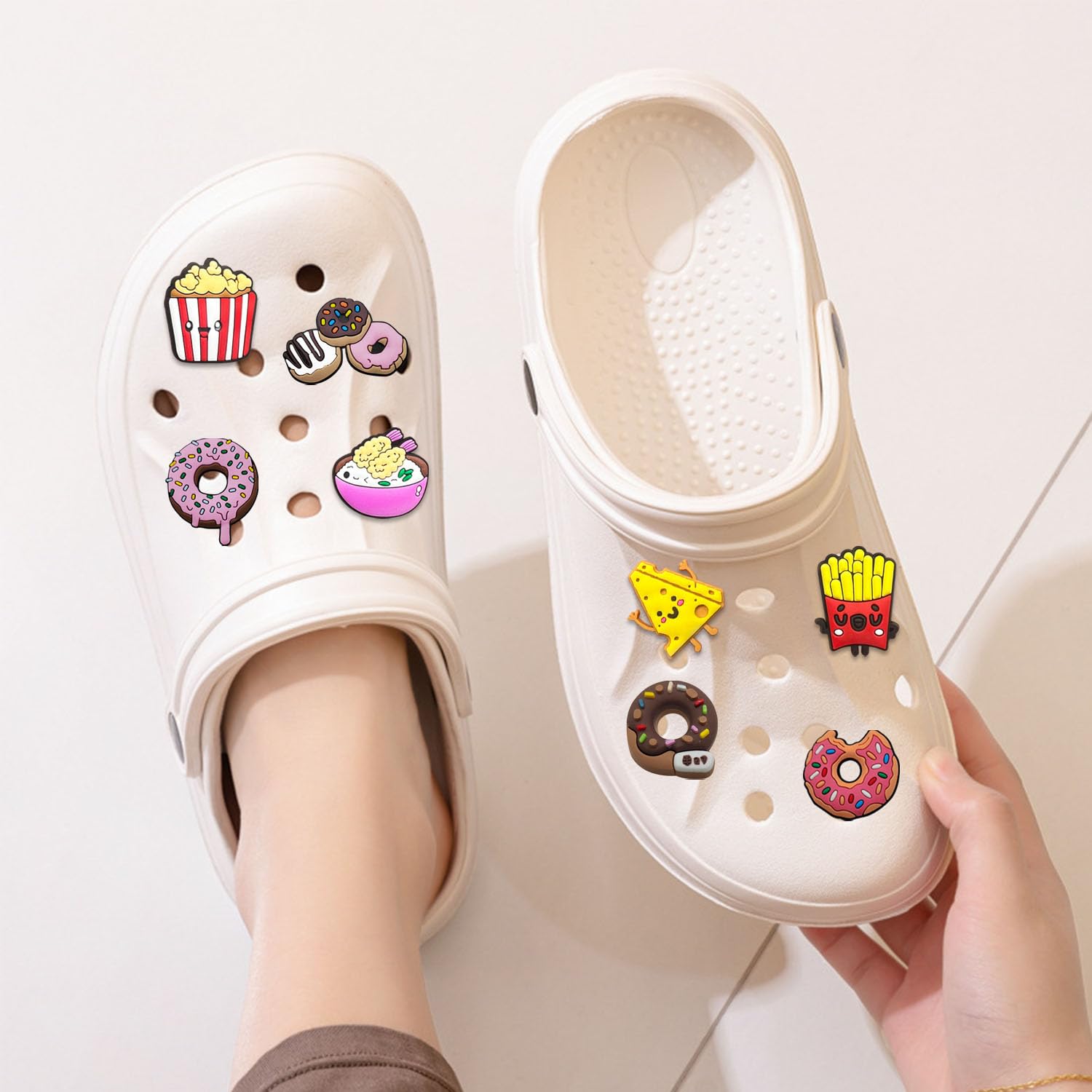 Comida Encantos del Zapato 21PCS Cute Cartoon Zapato Decoración Croc Charms para Niñas Mujeres Niños Adultos, Regalo para Fiesta de Cumpleaños