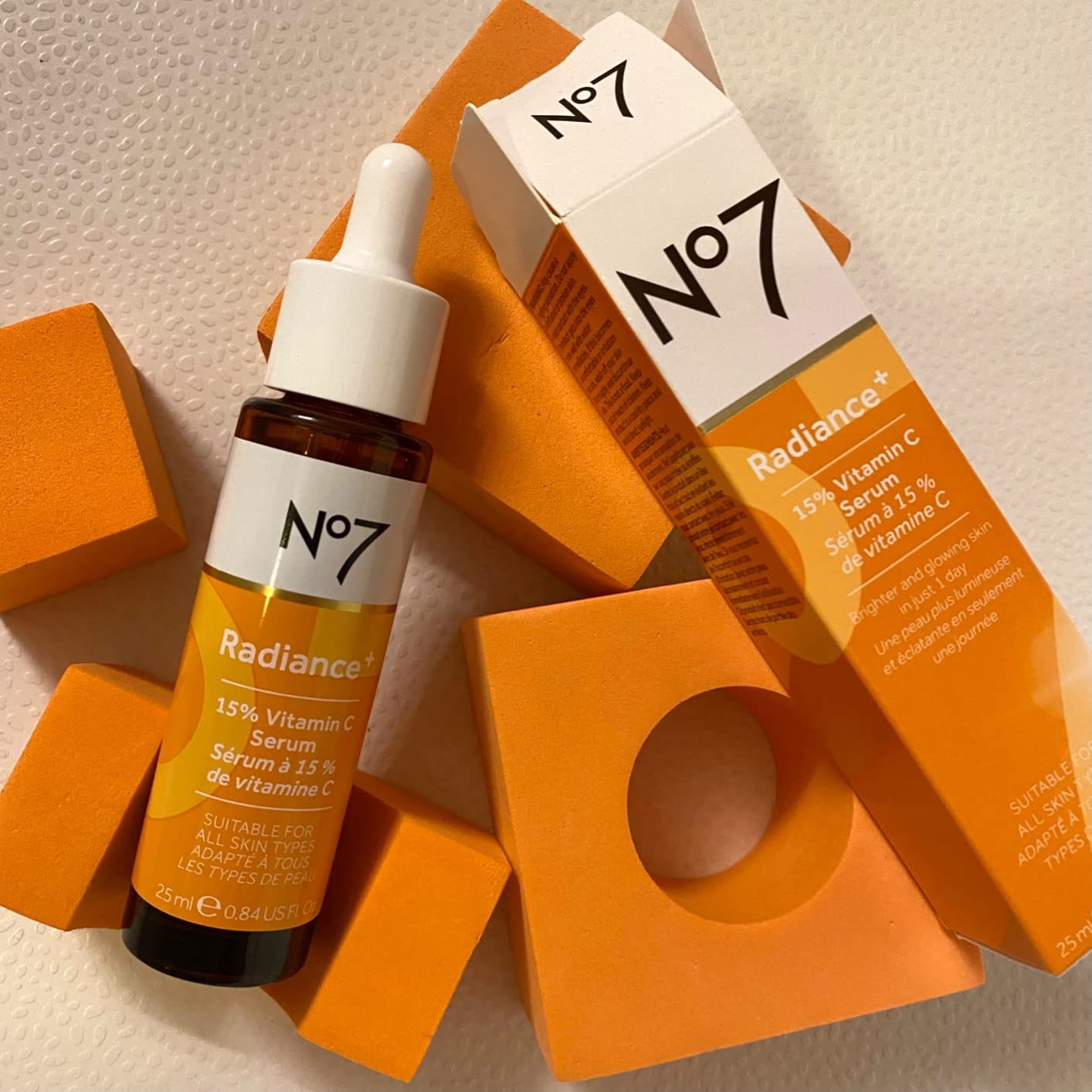 No7 Radiance+ 15% Vitamin C Serum - Radiance-Boosting Face Serum for Glowing Skin - Re-Energizing Vitamin C Skin Care for Daily Use (0.84 oz)