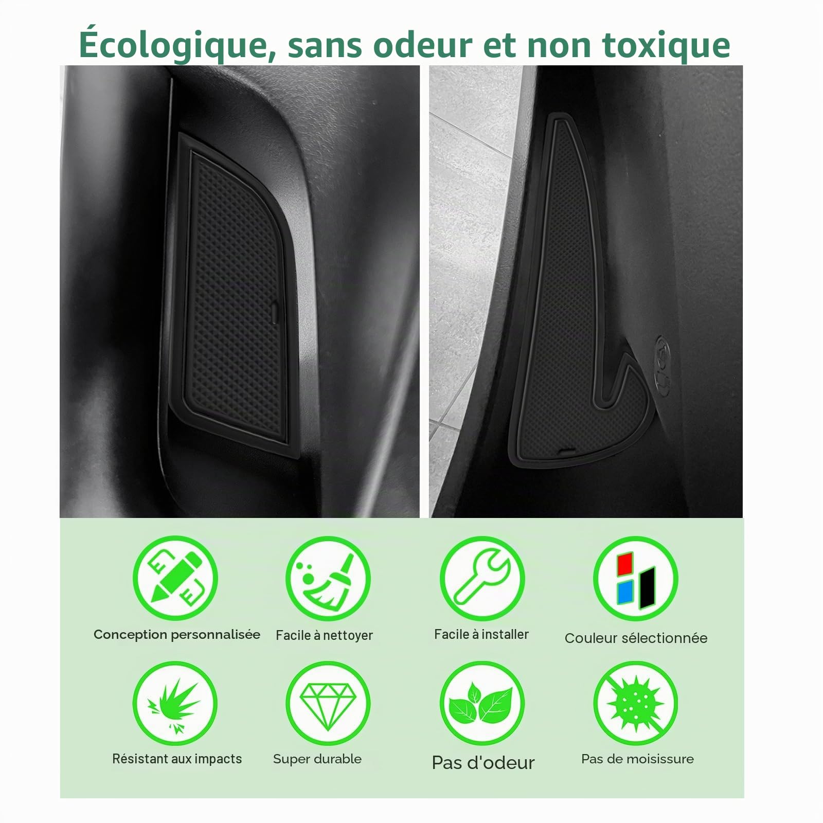 GAFAT Compatible avec Hyundai Kona SX2 Hybird (Essence-Électronique) 2024 2025 2026 Tapis Antidérapants, Kona 2025 Tapis en Caoutchouc, Console Centrale, Couture de Porte, Kona SX2 Accessoires (Noir)