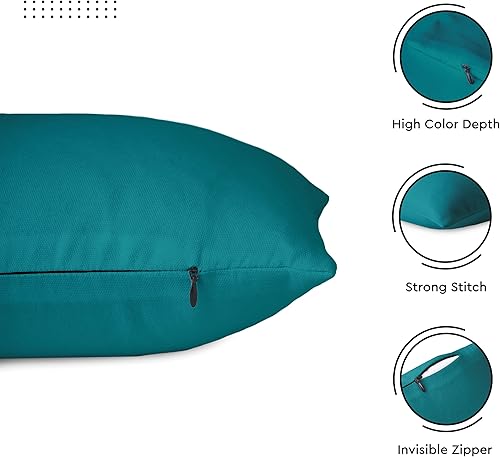 Vista 4 de Encasa Homes - Juego de 2 fundas de almohada, 18 x 18 pulgadas, lona de algodón teñidas, cuadradas, decorativas, para sofá, silla, cama y hogar, Azul