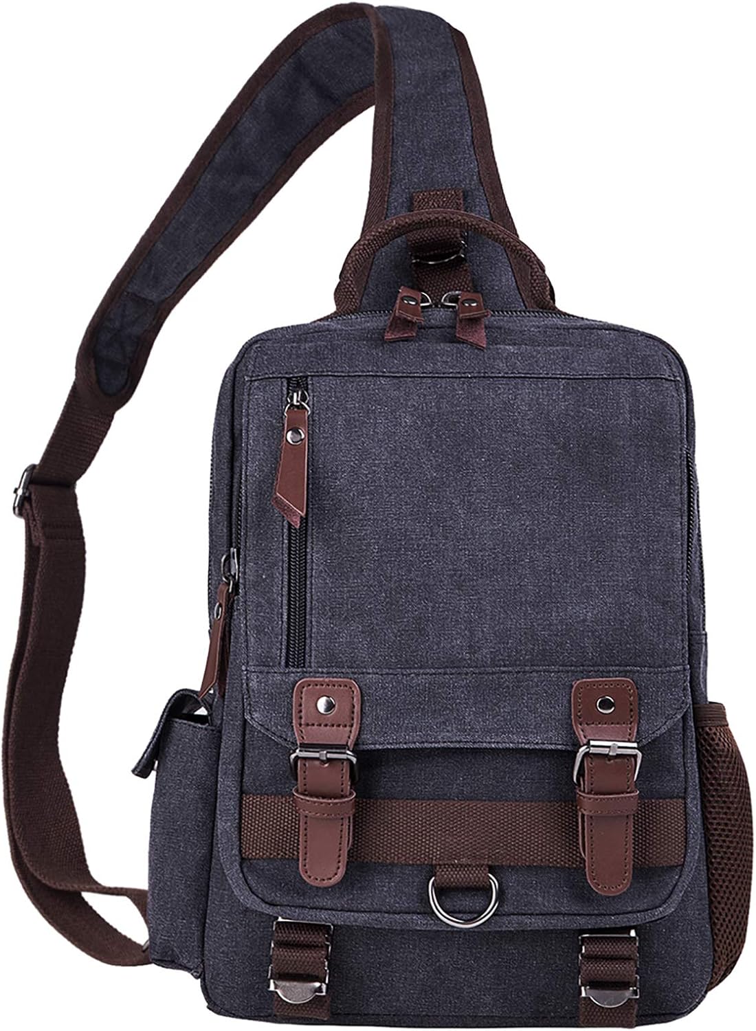 Canvas Cross Body Messenger Bag for Men Women Sling Shouler Backpack Travel Rucksack - Image 2