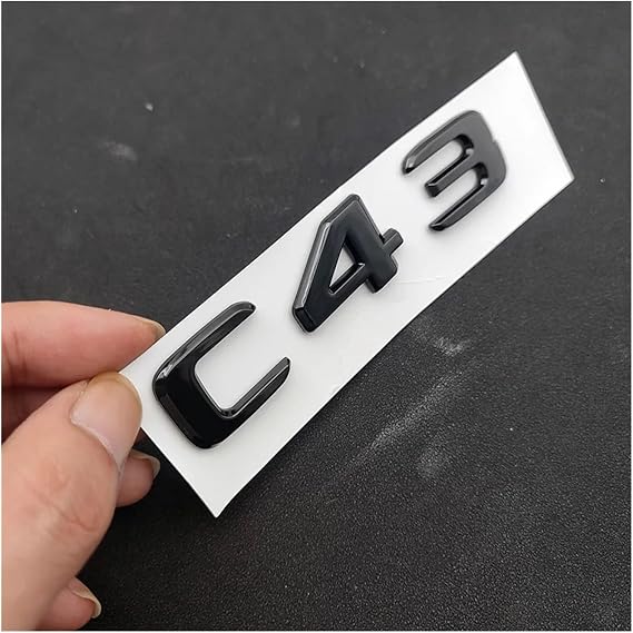 yzw6688 Black 3D Chrome Car Letters Trunk Fender Badge BITURBO 4MATIC Emblem Logo Stickers Compatible with C43 / W205 W204 Accessories (Color : Fender Black 2pcs)