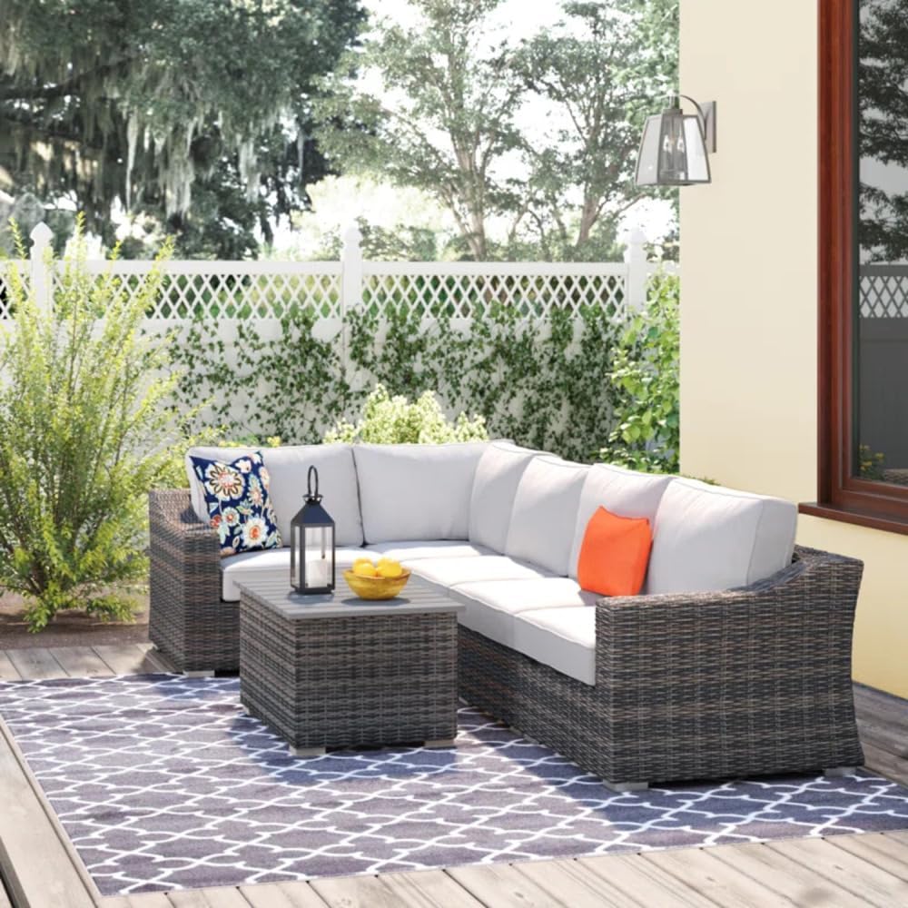 Outdoor Garden Seating Set with Resin Wicker Construction for Patio and Backyard Use