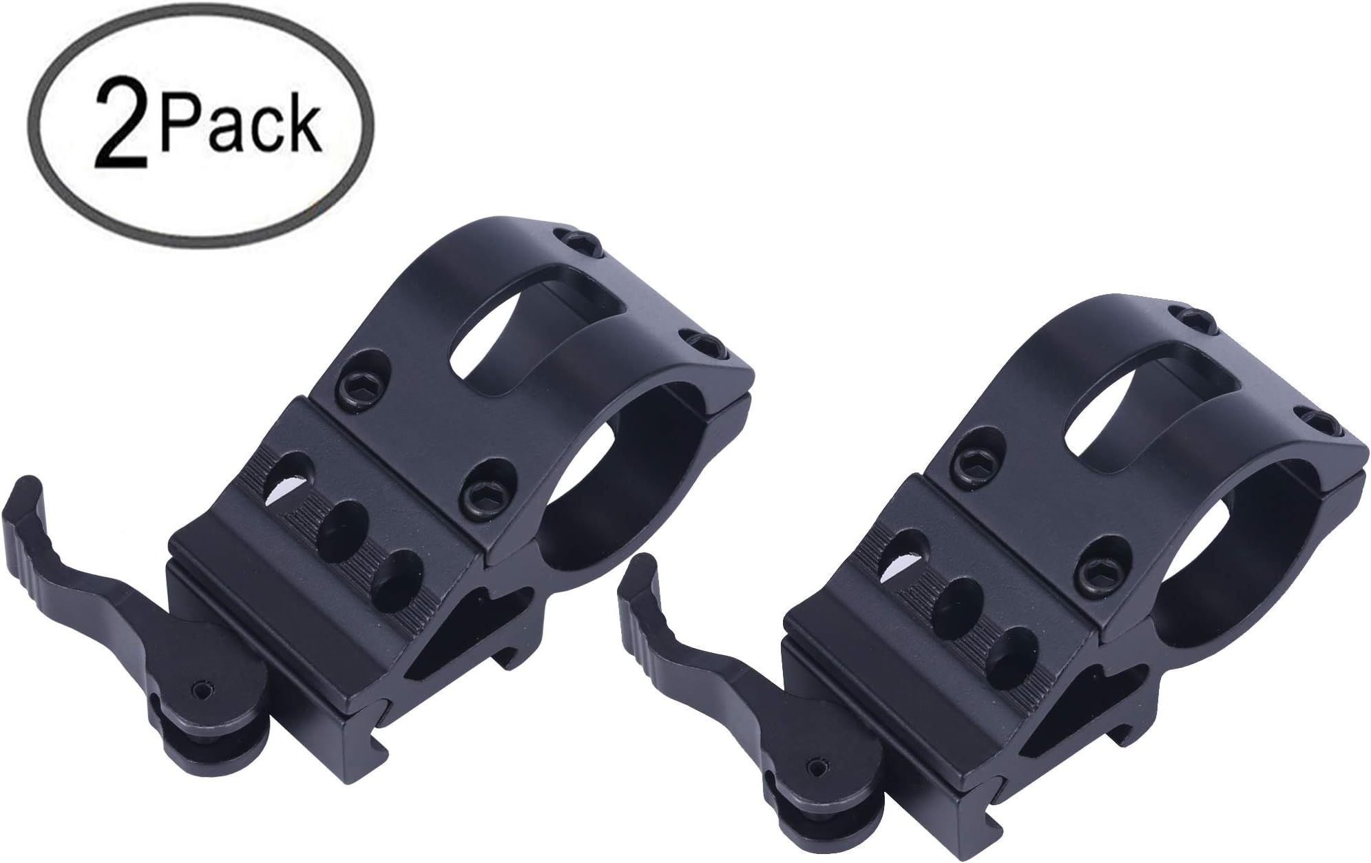 Tenako 2 Pack Tactical 1" Offset Picatinny Rail Mount with Quick Release for Flashlights