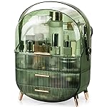 CANITORON Makeup Organizer,Large Capacity Skincare Organizer for Vanity,Cosmetic Organizer with 2 Drawers and Transparent Cover for Bedroom Countertop and Bathroom Countertop Storage.(LGreen)