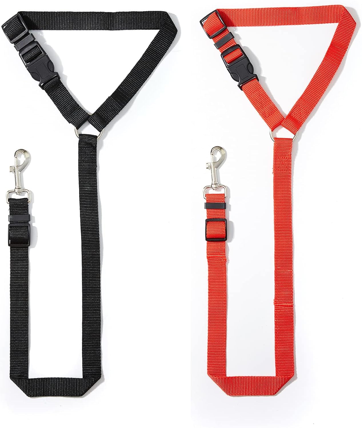Headrest Dog Car Seat Belt 2 Pack – Adjustable Dog Seat Belts for Cars UK, Headrest Restraint Pet Safety Harness Lead for Small Dogs & Puppies, Safety Seatbelt for Car Travel (Black & Red)