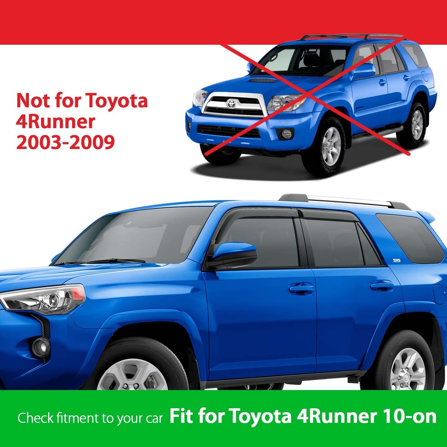Goodyear Shatterproof Side Window Deflectors for Toyota 4Runner 2010-2023, Tape-on Rain Guards, Window Visors for Cars, Vent Deflector, Vent Visor, Car Accessories, 4 pcs. - GY003200LP