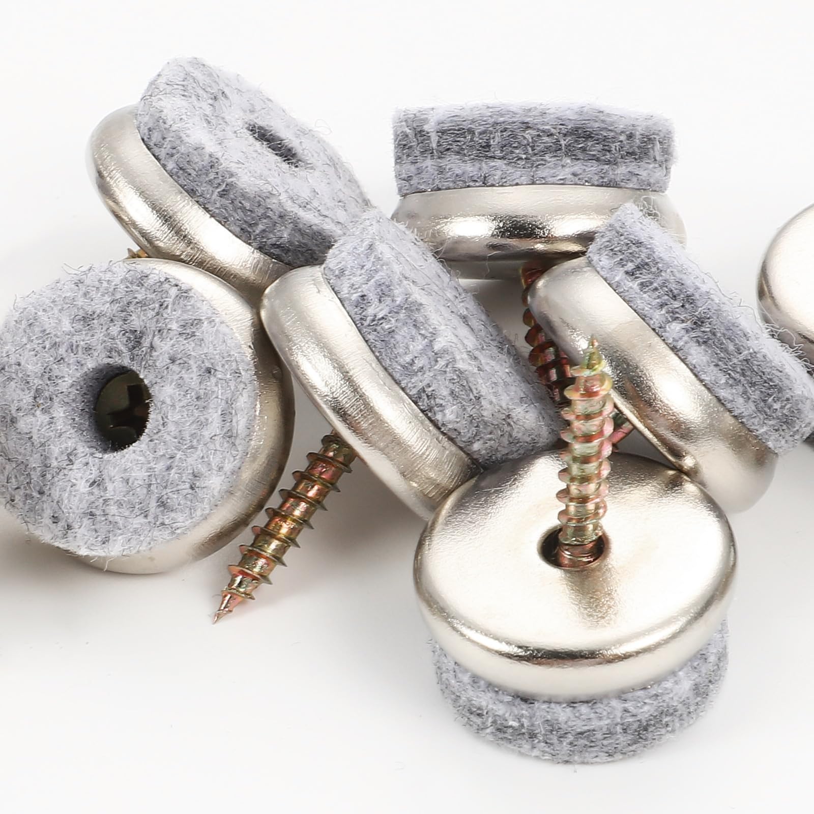 Viltglijders met schroef 24 mm metaal - Set 16 stuks