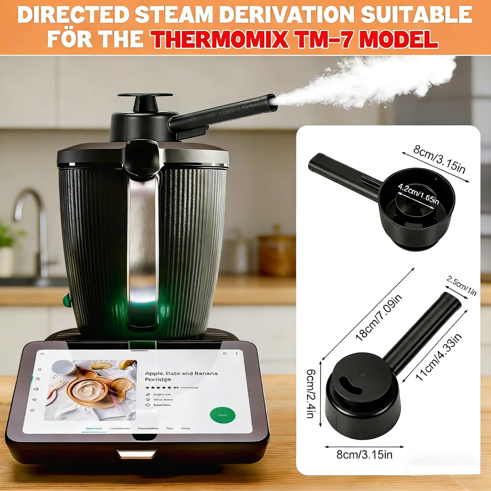 SelfTek Desviador de Vapor para Thermomix TM7 - Accesorio de Redirección de Vapor con Protección Anti-desbordamiento, Accesorio de Desvío de Vapor, Resistente al Calor, Campana Extractora, Gira 360° — view 7