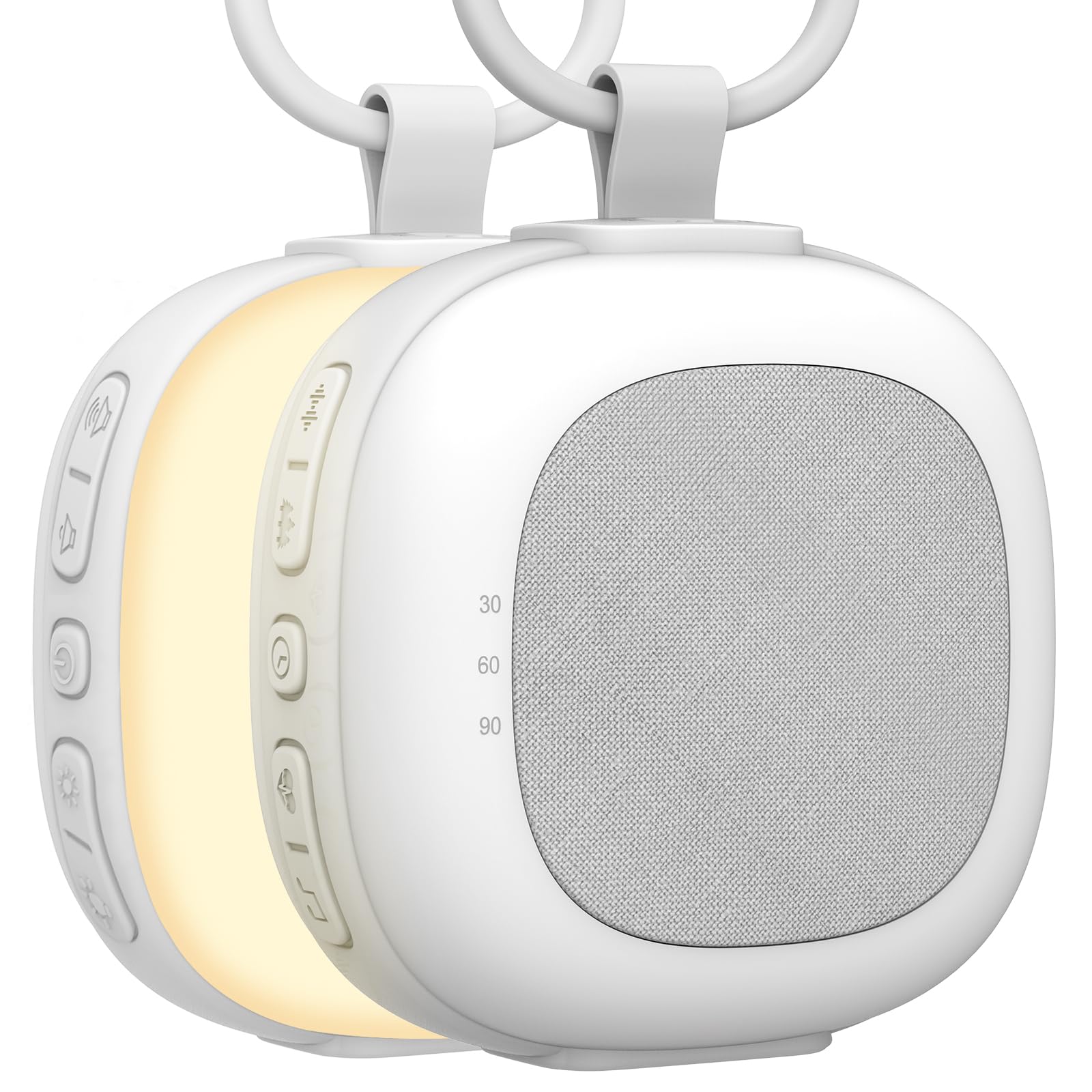 Gemmac Portable Machine à Bruit Blanc avec Veilleuse Intégrée - 32 Sons Apaisants pour le Sommeil Thérapie Sonore avec Veilleuse 7 Couleurs Fonction de Mémoire,Minuterie pour la Chambre/Sortir