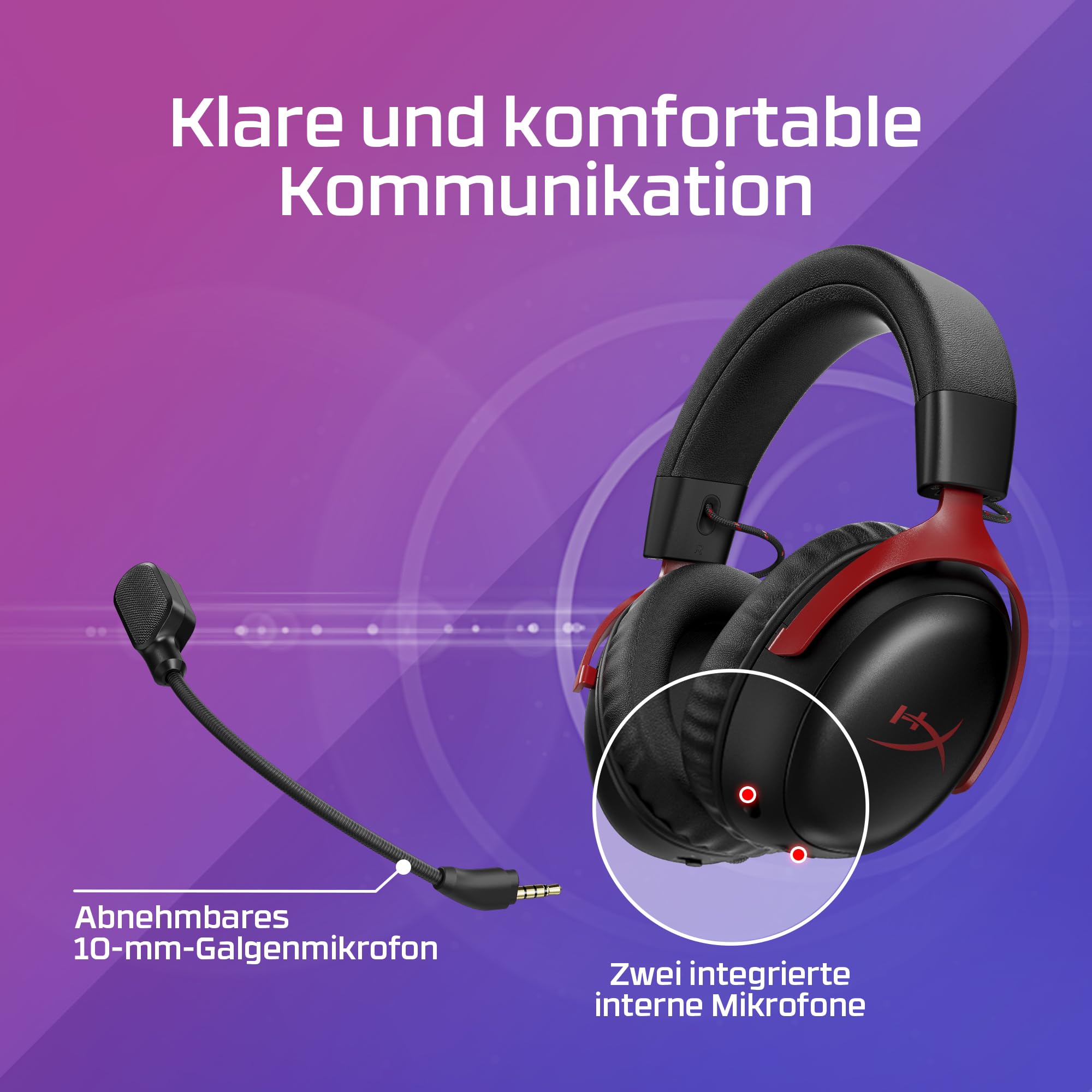 HyperX Cloud III S Wireless Gaming Headset mit bis zu 120 Std. Akkulaufzeit | Gaming & Streaming, 2,4 GHz & Bluetooth, Memory-Schaumstoff, Klare Sprach-Chats, Geräteübergreifende Nutzung