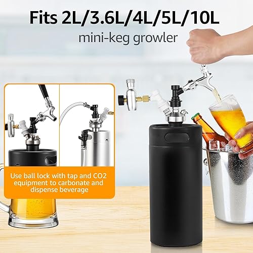 Miniatura 6 de Mini dispensador de barriles, lanza de barril de cerveza, acero inoxidable, bloqueo de bola doble, de ajuste rápido, mini lanza de barril para