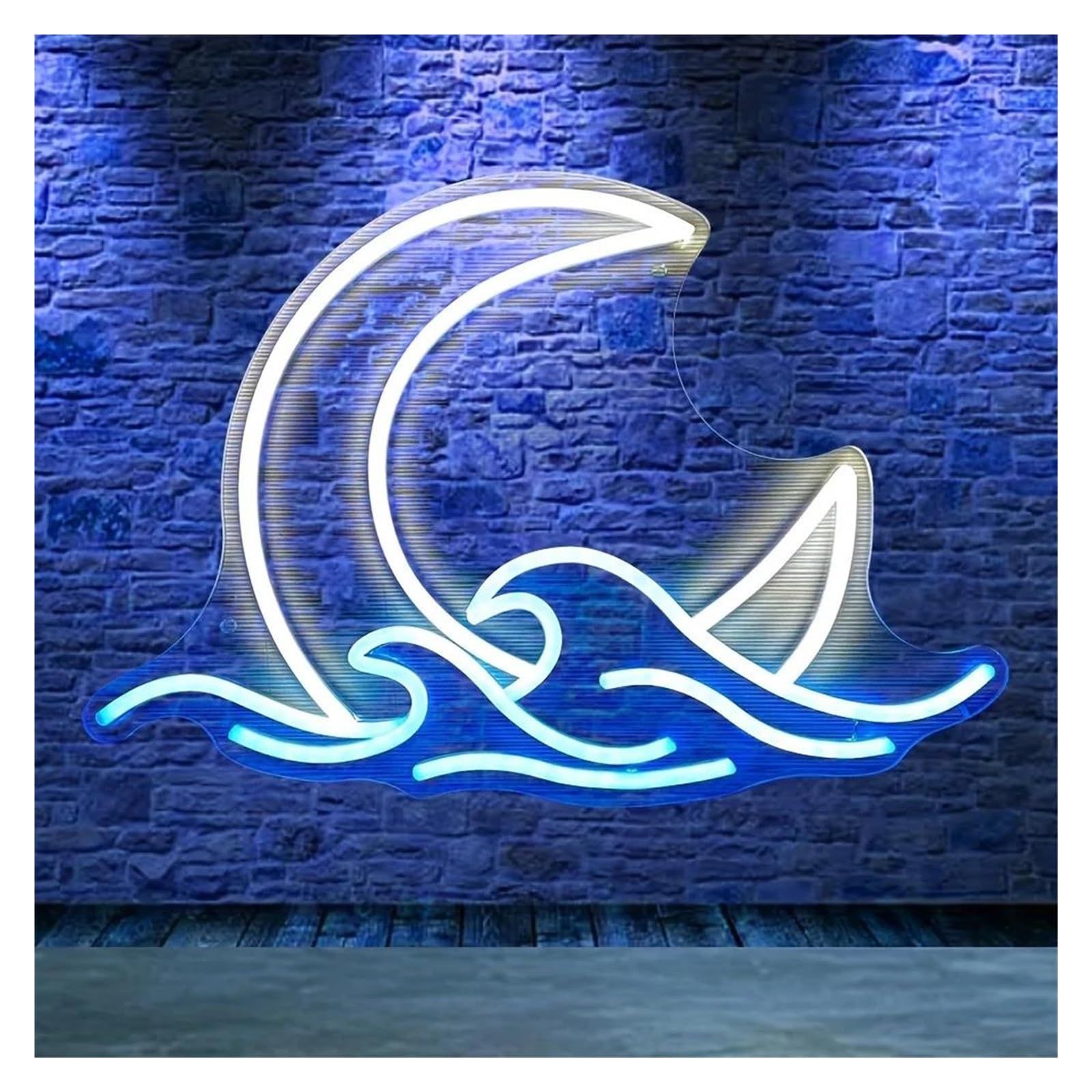 LEMST Sign Lamp Wave Moon Neon, Suitable for Living Rooms, Hotels, Game Halls, Parties, Bedrooms, USB Powered 42x30cm