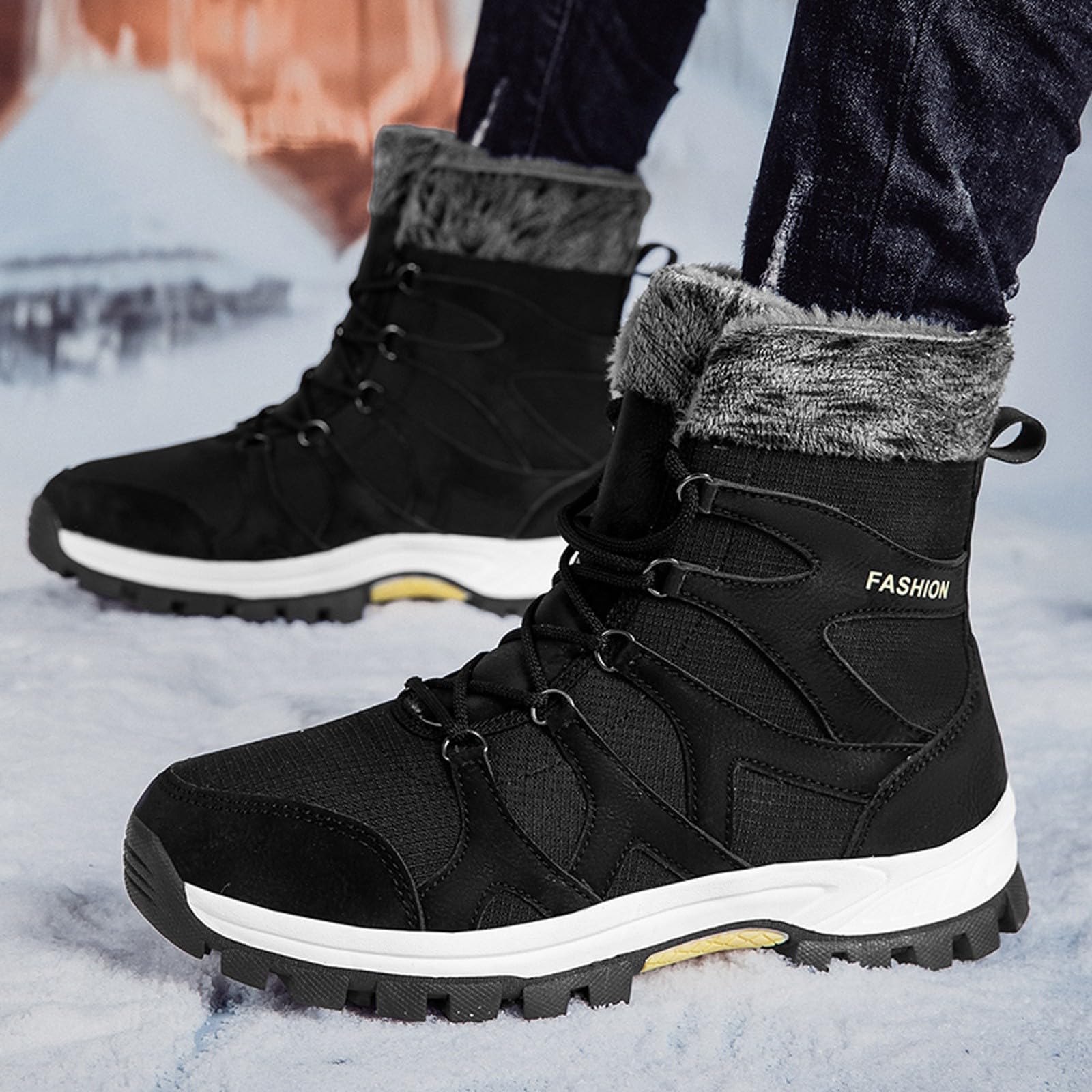 Stivali Bassi Donna Invernali 2026 Coppie Inverno più Spessi da Neve Caldi con Lacci per Uomini e Donne Polpacci Grossi Scarpe Uomo Stivaletti
