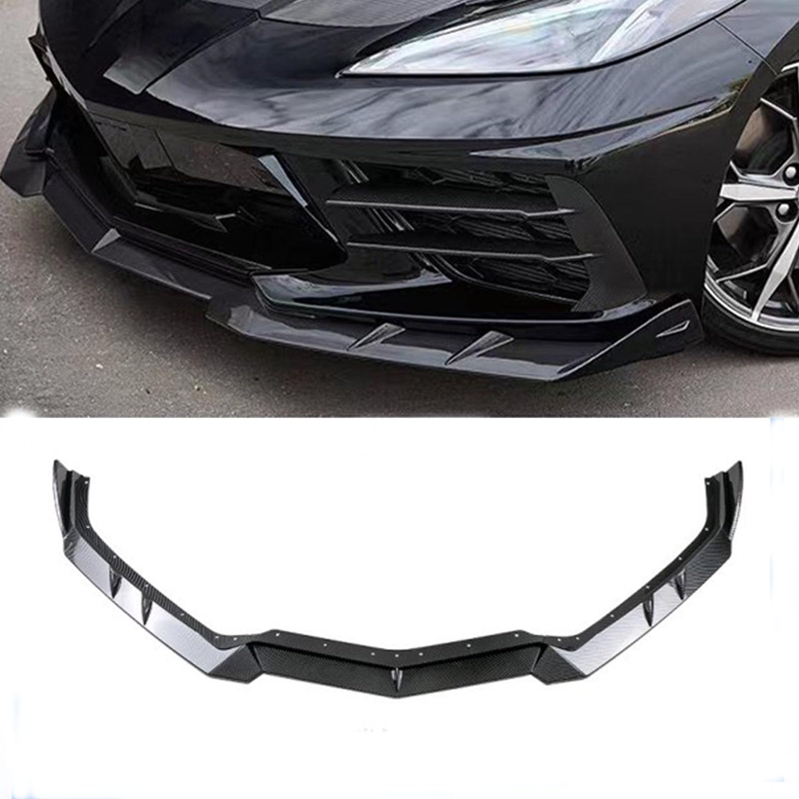 ORIVINORIVIN Front Bumper Lower Lip Separator Compatible with Chevrolet Corvette 2020-2023 C8 Z51 Splitter Winglet,3pcs,Carbon Fiber
