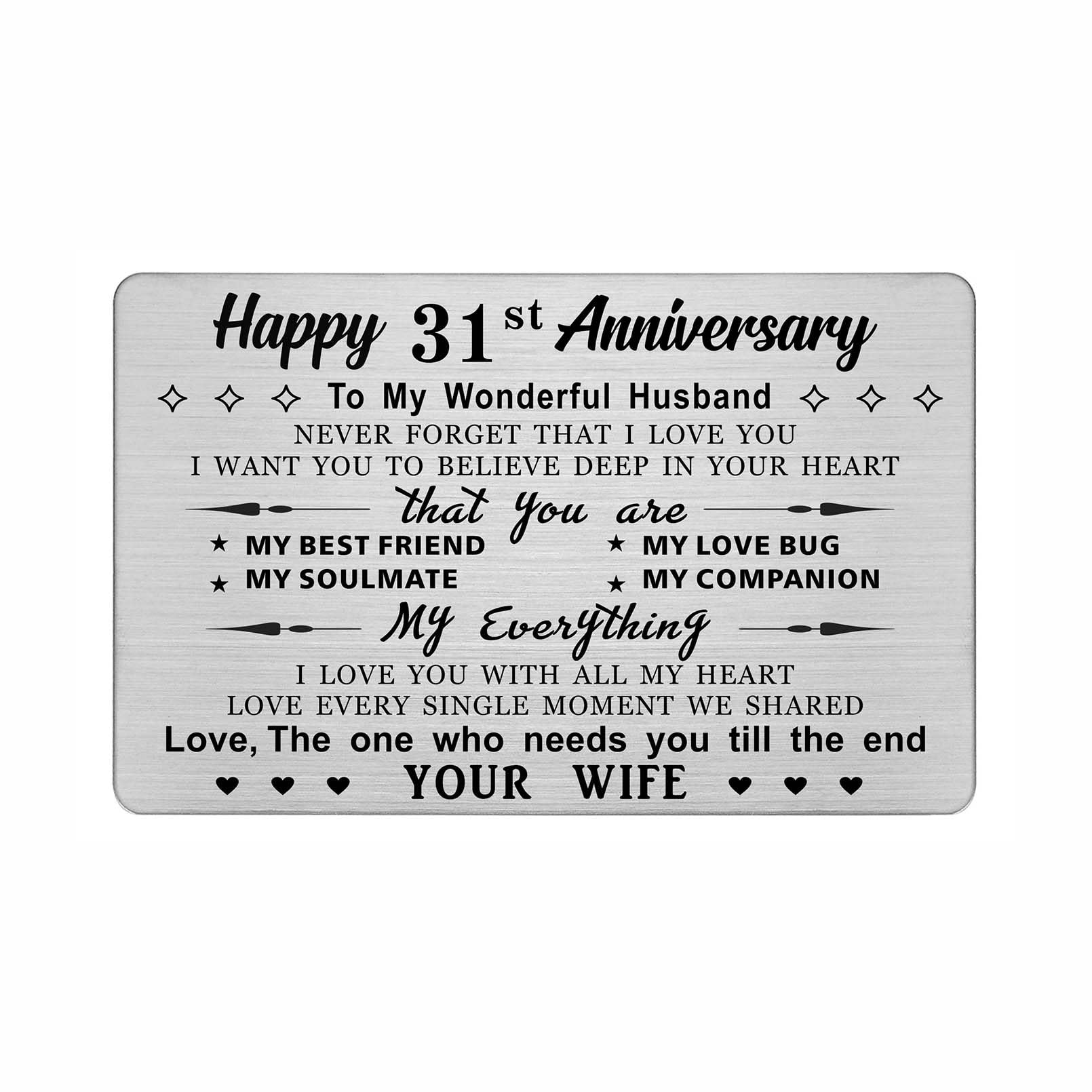 DEGASKEN 31st Wedding Anniversary Card Husband Him, I Love You With All My Heart, 31 Year Metal Keepsake Gifts for Men โ image 1