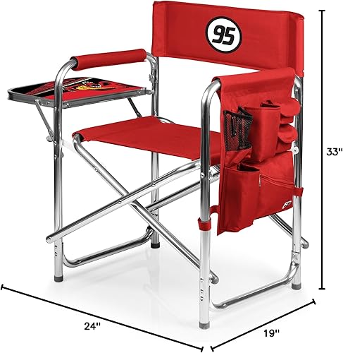 Miniatura 3 de PICNIC TIME Mesa auxiliar deportiva, playa, silla de campamento para adultos, 36.6 x 18.5 x 32.9, Disney Pixar Cars Lightning McQueen - Rojo