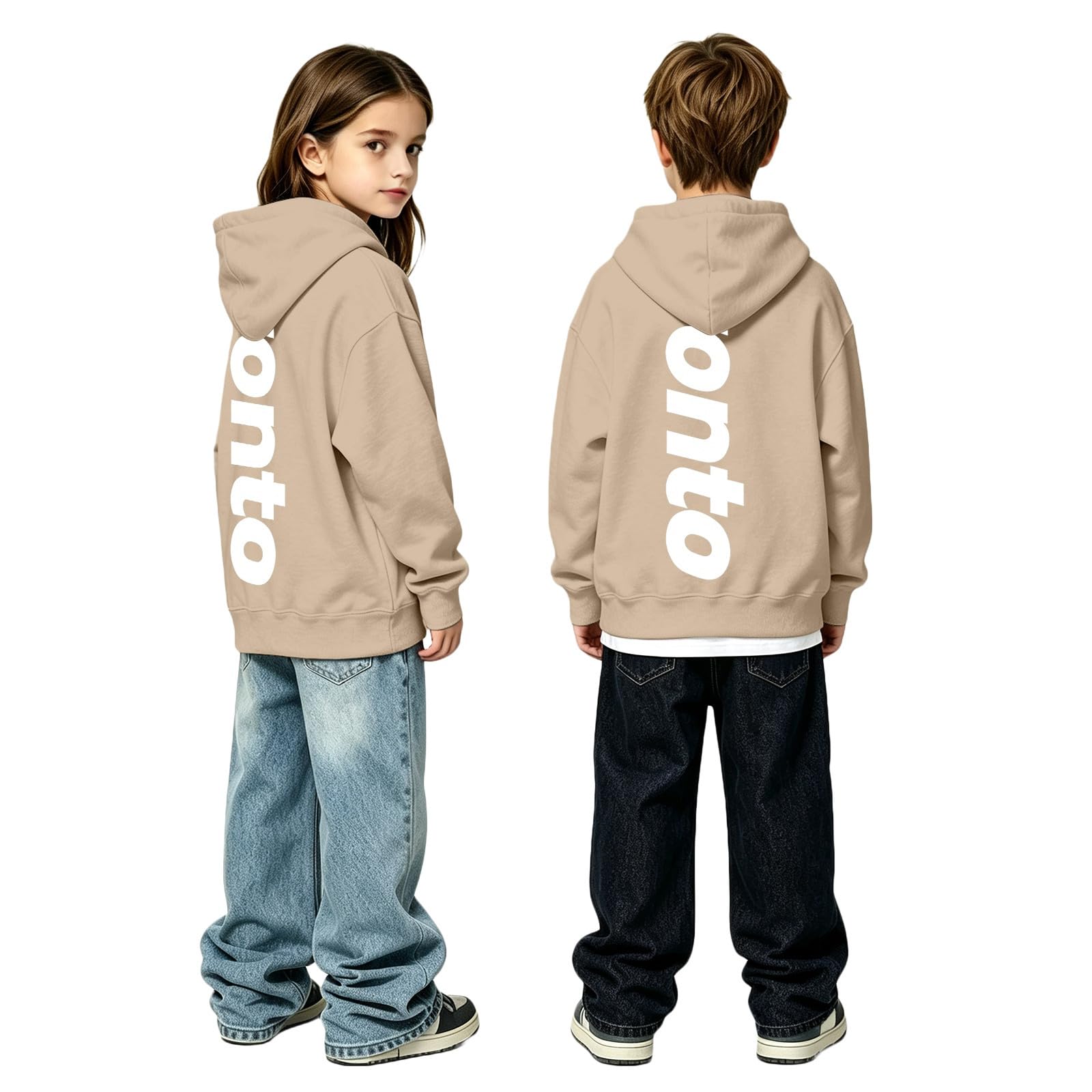 Felpa Oversize con Cappuccio e Stampa Urbana per Ragazzo, Maniche Lunghe, Stile Streetwear, Casual e Comoda per Bambini.
