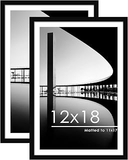 PEALSN 12x18 Picture Frame Set of 2 for Wall Mounting Display, Black