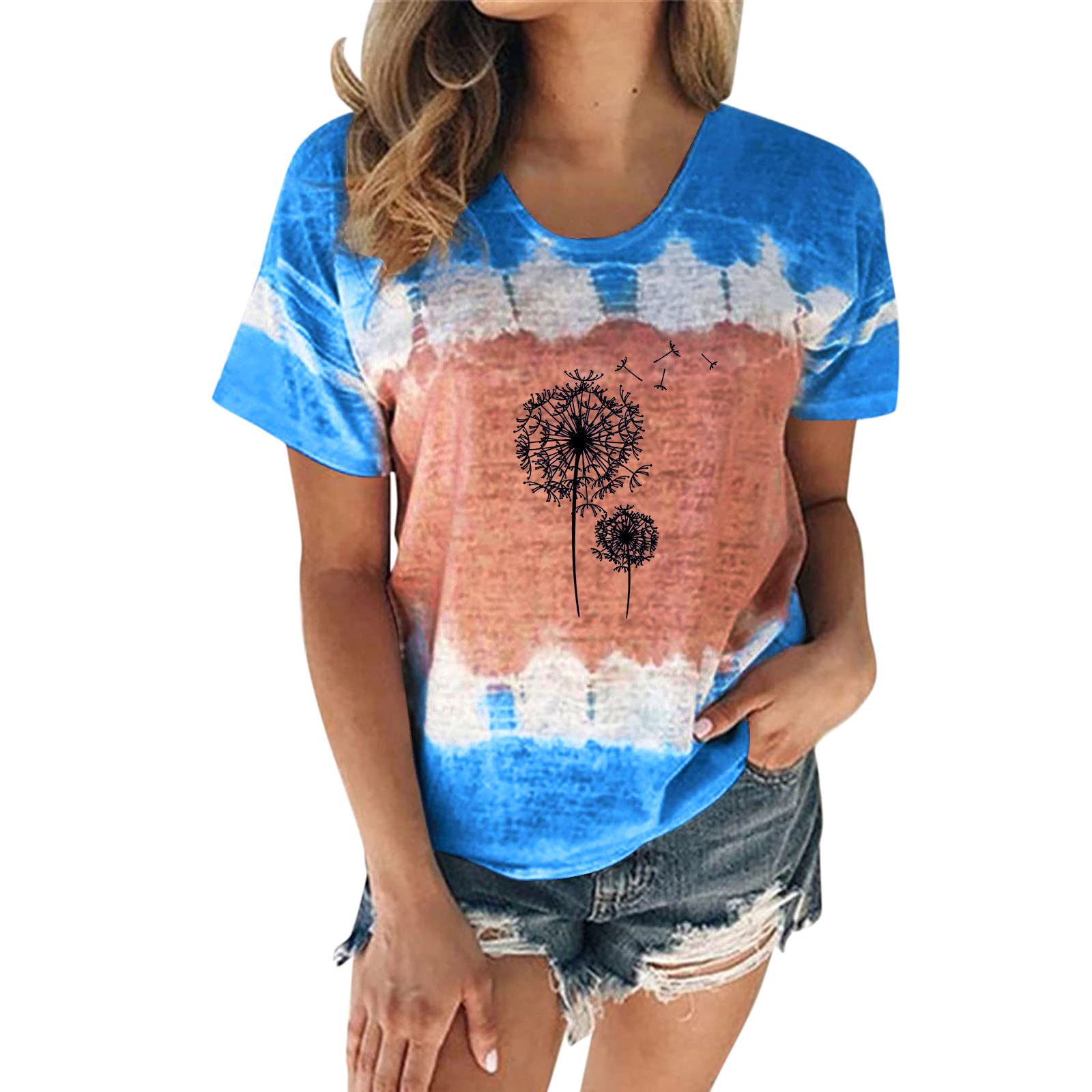 EMERY ROSE Maglietta da donna taglie forti con stampa floreale vintage