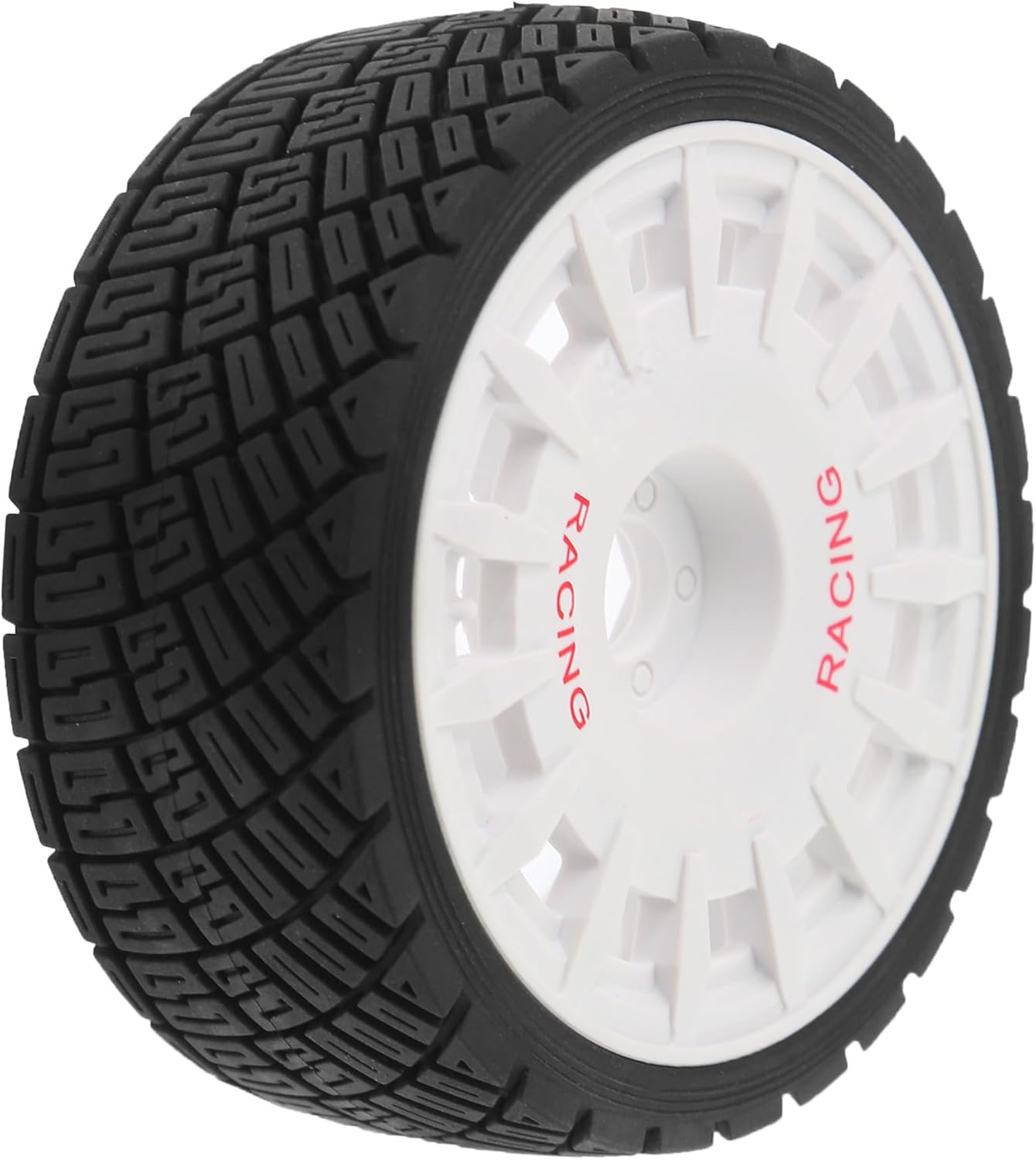 100mm 1/8 RC On-Road Tires and 15-Spokes RC Hard Plastic wheels High Grip Set 17mm Hex For 1/7 1/8 HPI VRX WR8 HSP Hobao Kyosho ARRMA Redcat Losi KM C3 CNE Ford W200 (White)