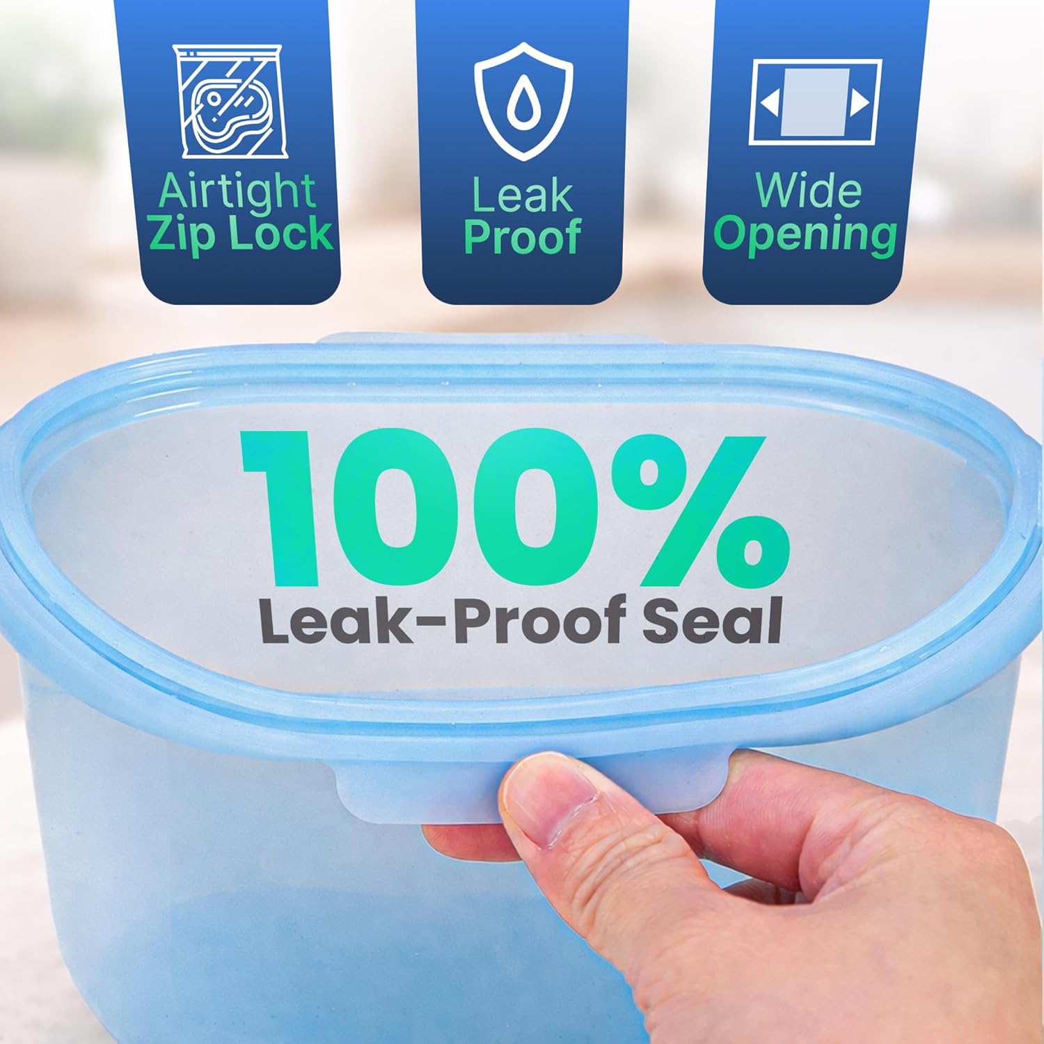 Luviora Extra Thick Reusable Silicone Food Storage Bags, 5 Pack – 4 Cup (1L) Stand Up Leakproof Ziplock, BPA-Free, Dishwasher Safe, Premium Silicone Bags for Meal Prep, Sous Vide & Freezer