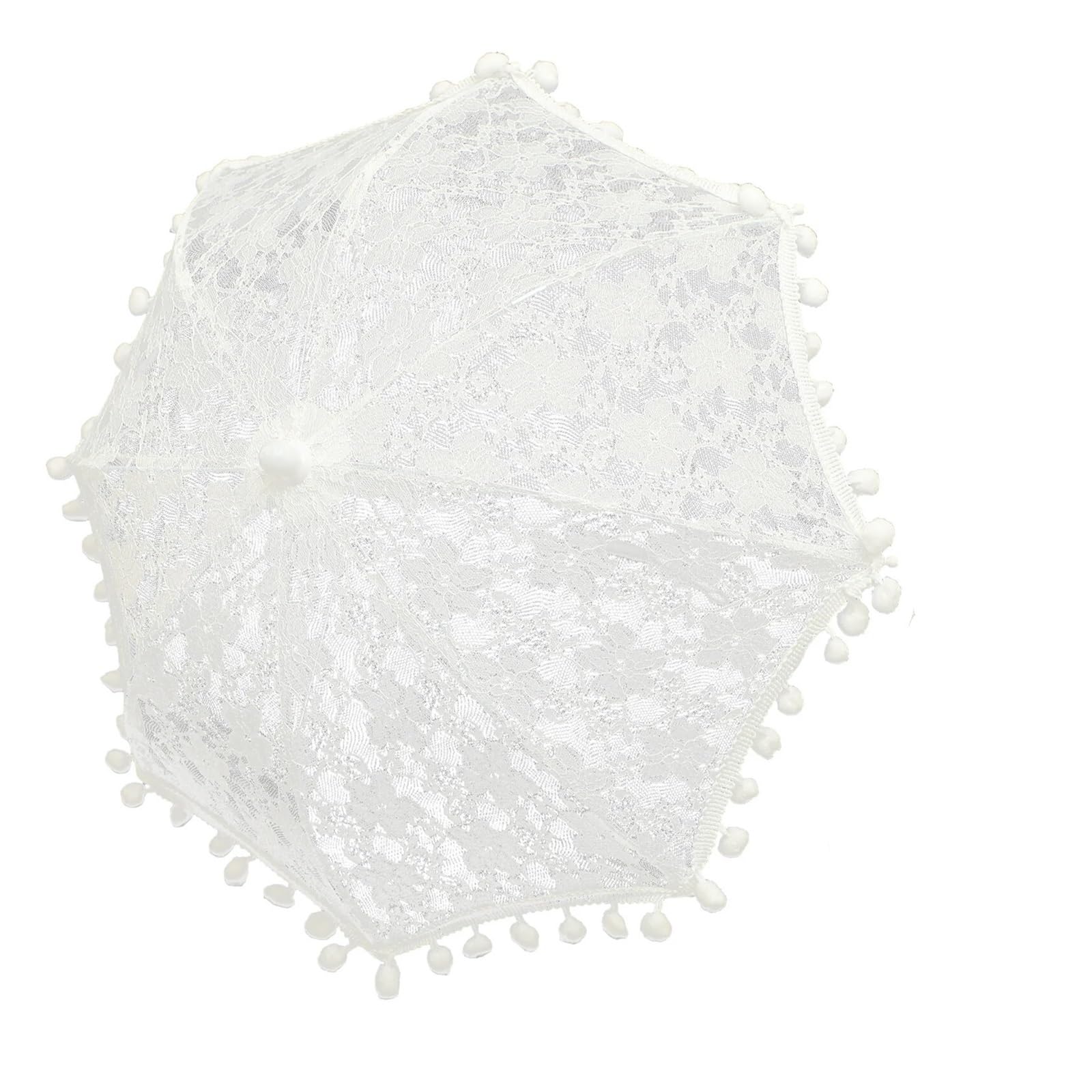 Koronkowa parasolka, Koronkowy Parasol Ślubny Biały 47x47x44cm 18,5x18,5x17,3in