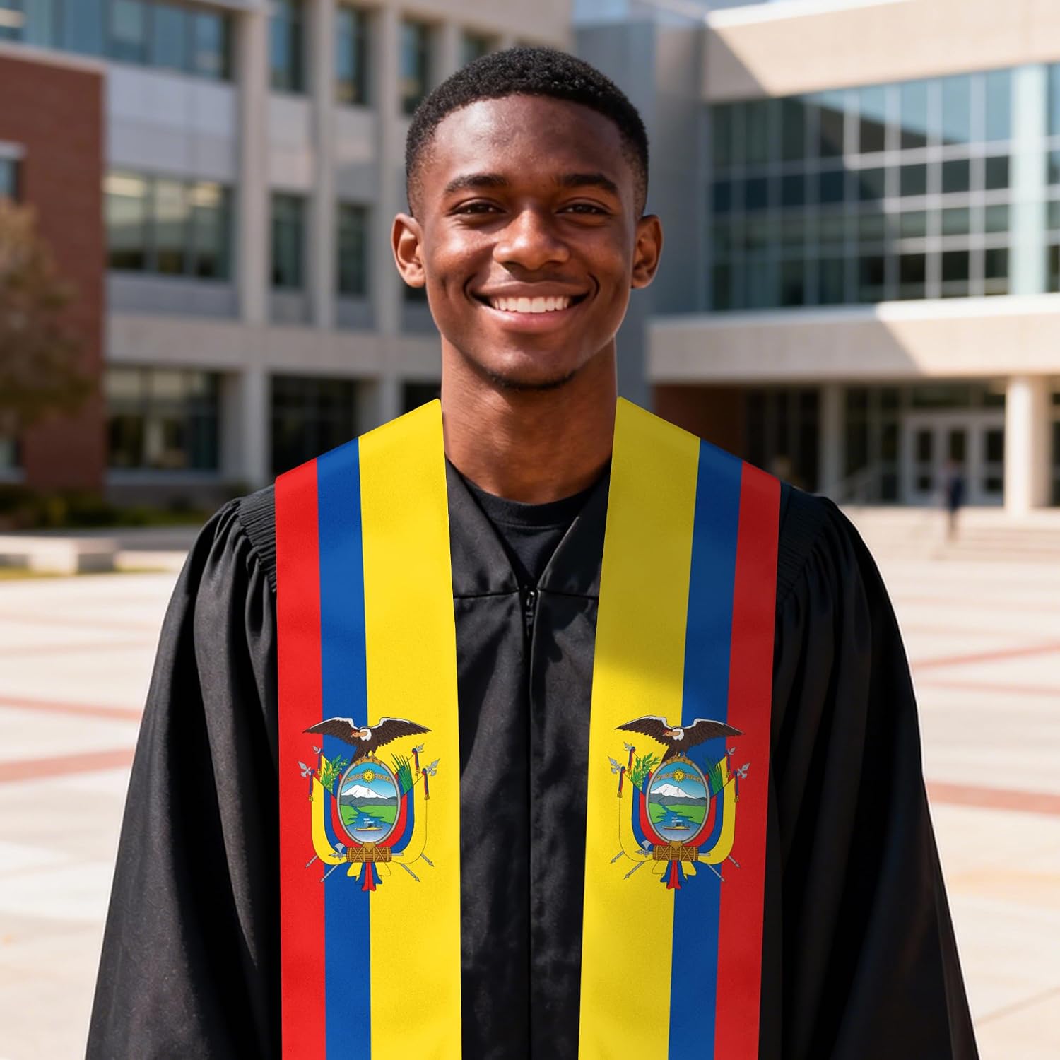 Ecuador Flag Graduation Stole, Graduation Sash Scarf for Study Aboard International Students