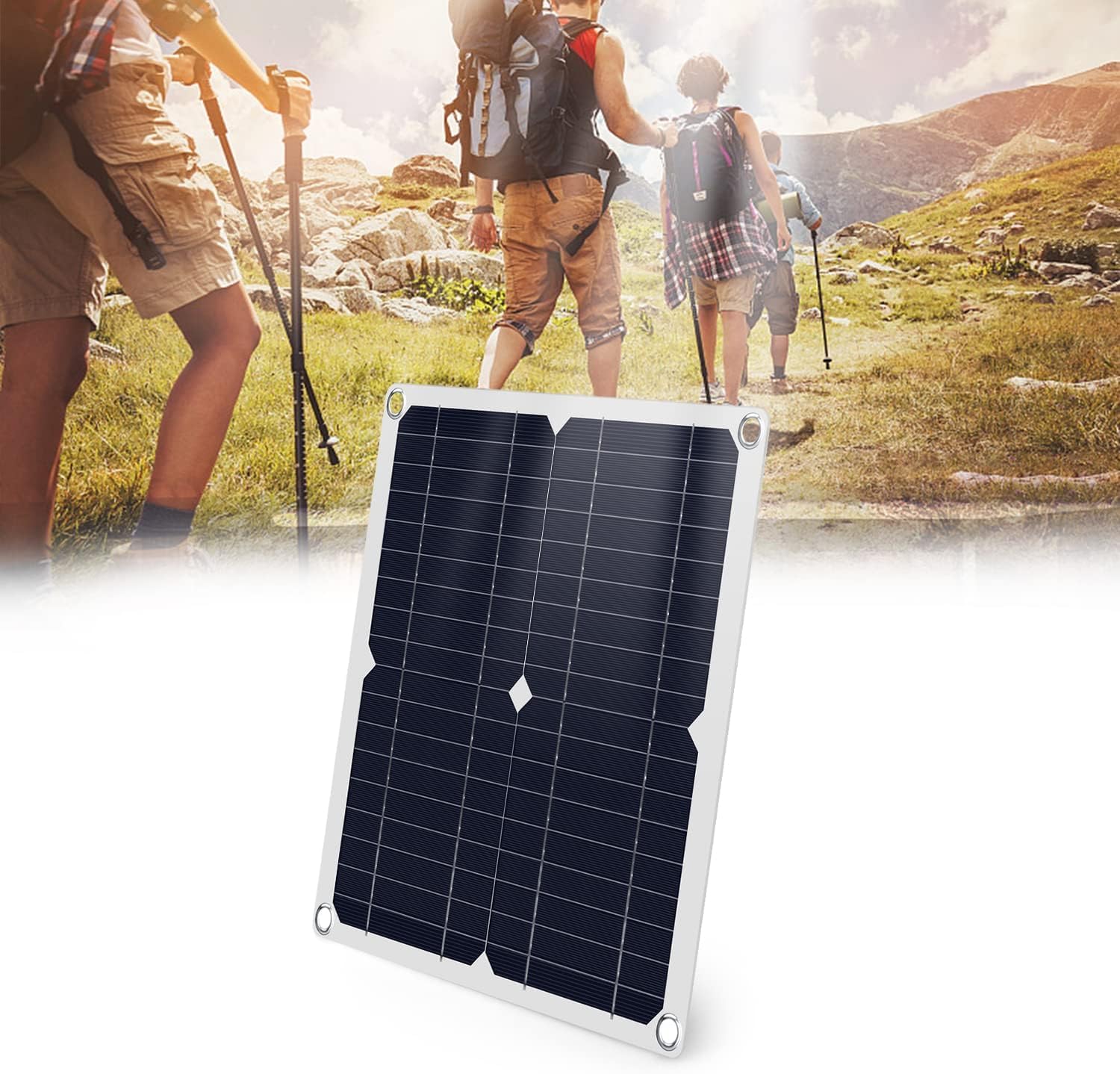 Solar Panel 100 Watt 12V, Dual USB Port Portable Solar Panel High-Efficiency Monocrystalline PV Module Power Charger for Home RV Marine Rooftop Farm Battery for Outdoor Applications