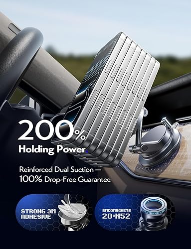 Miniatura 7 de LISEN Qi2.2 - Cargador de coche Magsafe de 25 W, [actualizado en 2026], cargador inalámbrico rápido para automóvil, soporte para teléfono de