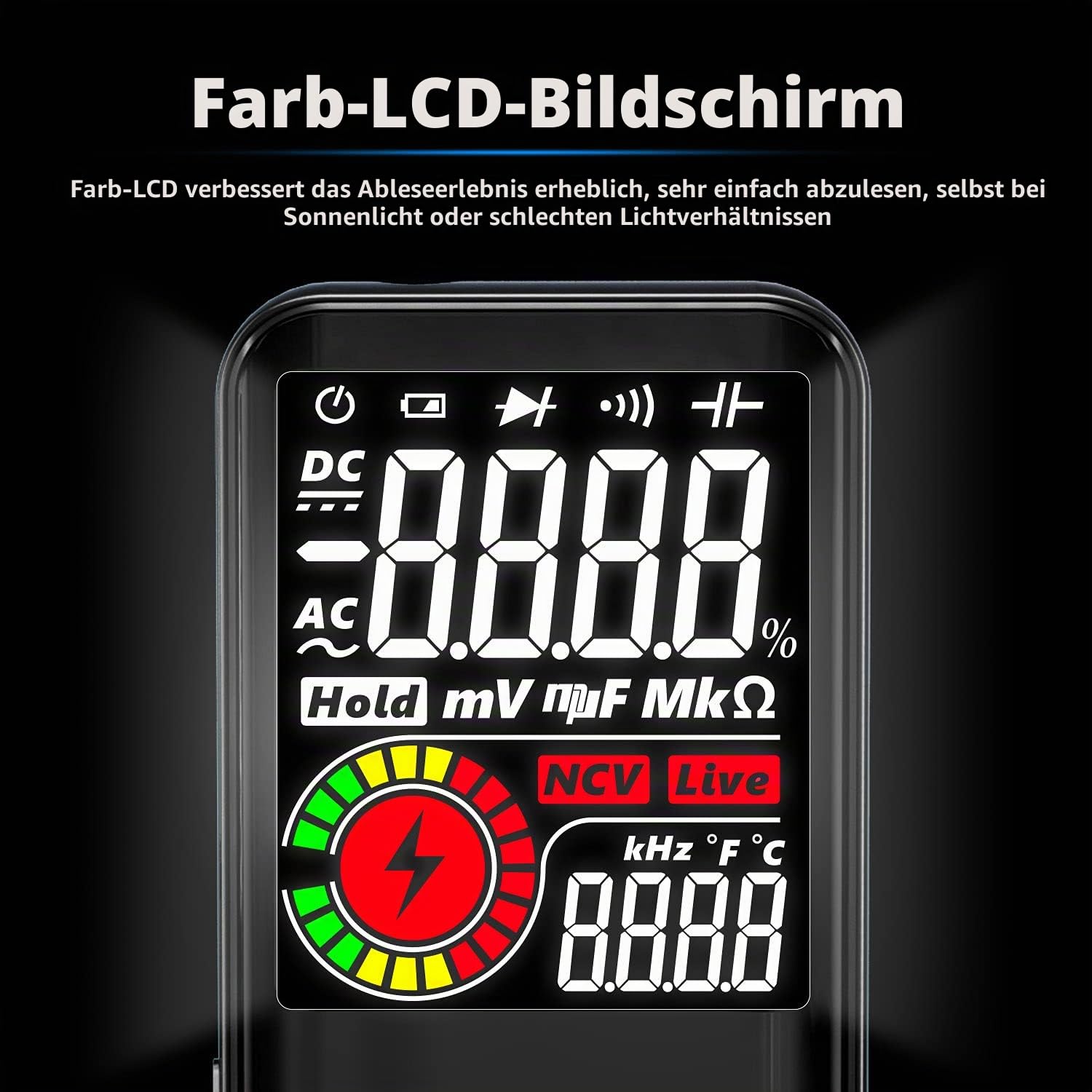 BSIDE Digital Multimeter & Spannungsprüfer KIT mit Großem Farb Display Automatisches Taschenmultimeter und Elektriker Tester Combo Kit KFZ Multifunktionstester Set für Elektrotechnik Verkabelung