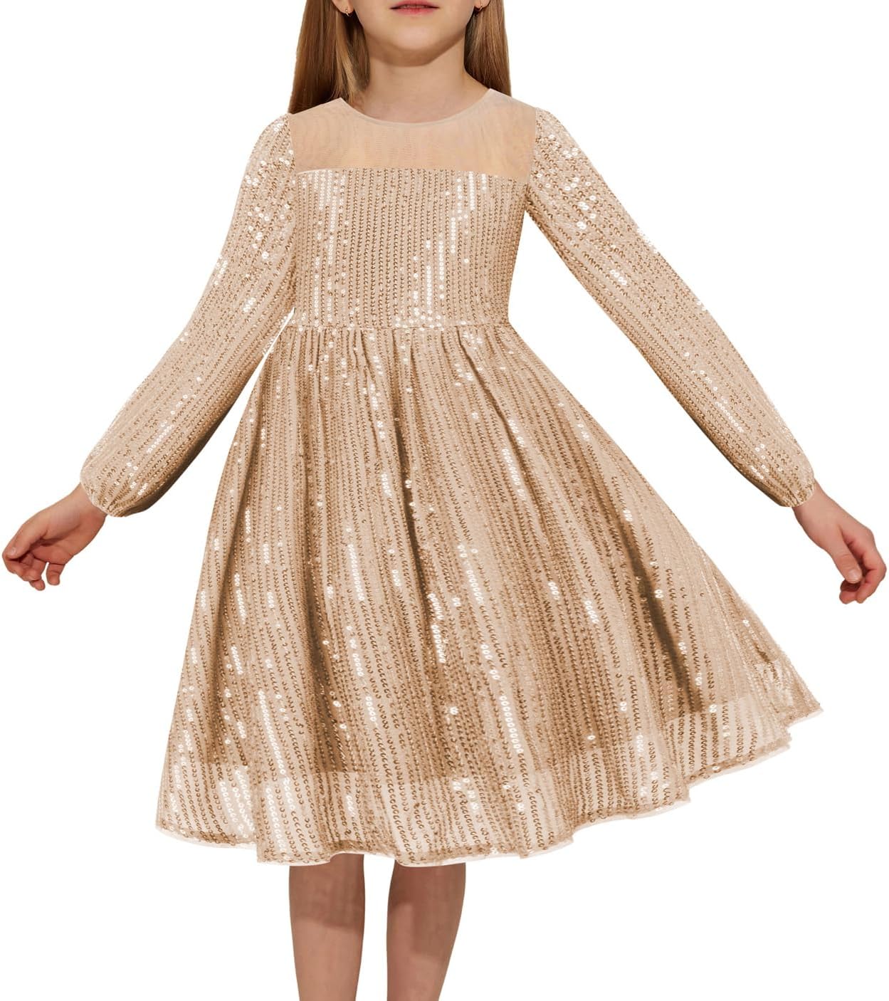 GRACE KARIN Girl Sequin Party Dress Formal Birthday Pageant Fancy Prom Mesh Dresses for Teen Girl 6-14Years