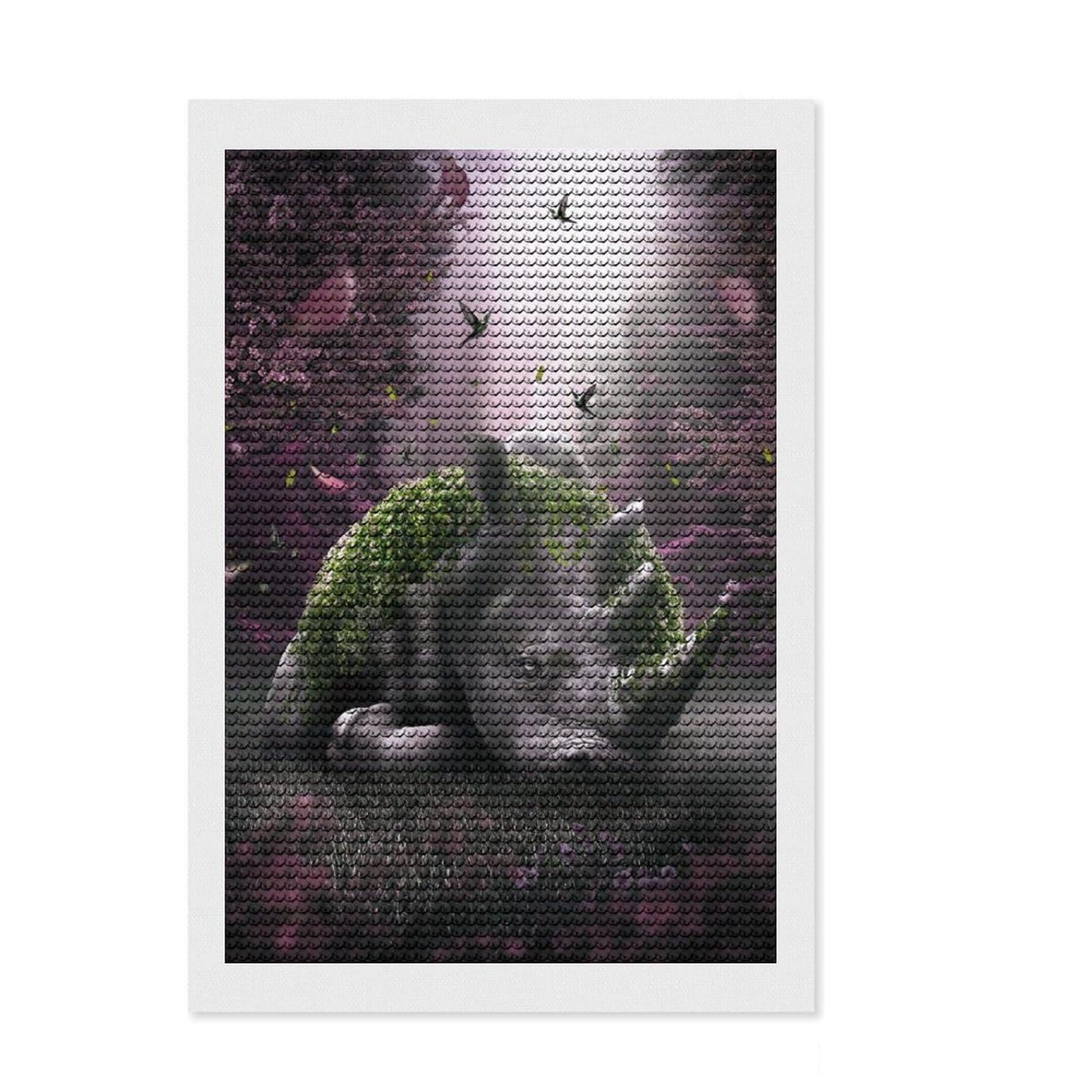 Junmoney The Forgotten Rhino Diamond Art Canvas 8"x12", Adhesive Canvas, Easy to Follow Symbols, Living Room Decor, Holiday Gift Idea