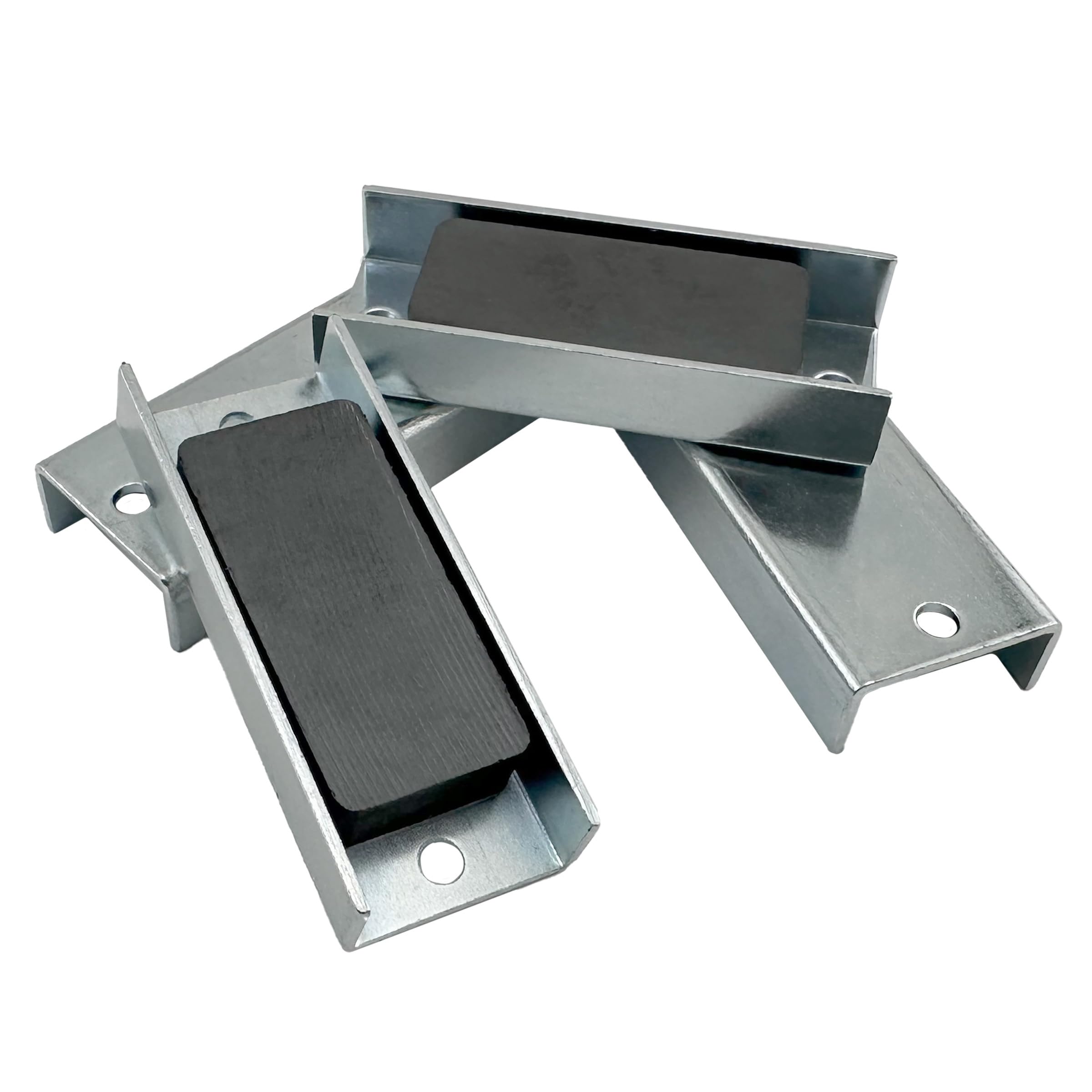 Master Magnetics Magnet Fastener - Rectangular with Mounting Holes, Zinc Plated, 2.70" Length, 1.08" Width, 0.50" Height, 25 lb Pull, Silver, Pack of 4, CBA275X4